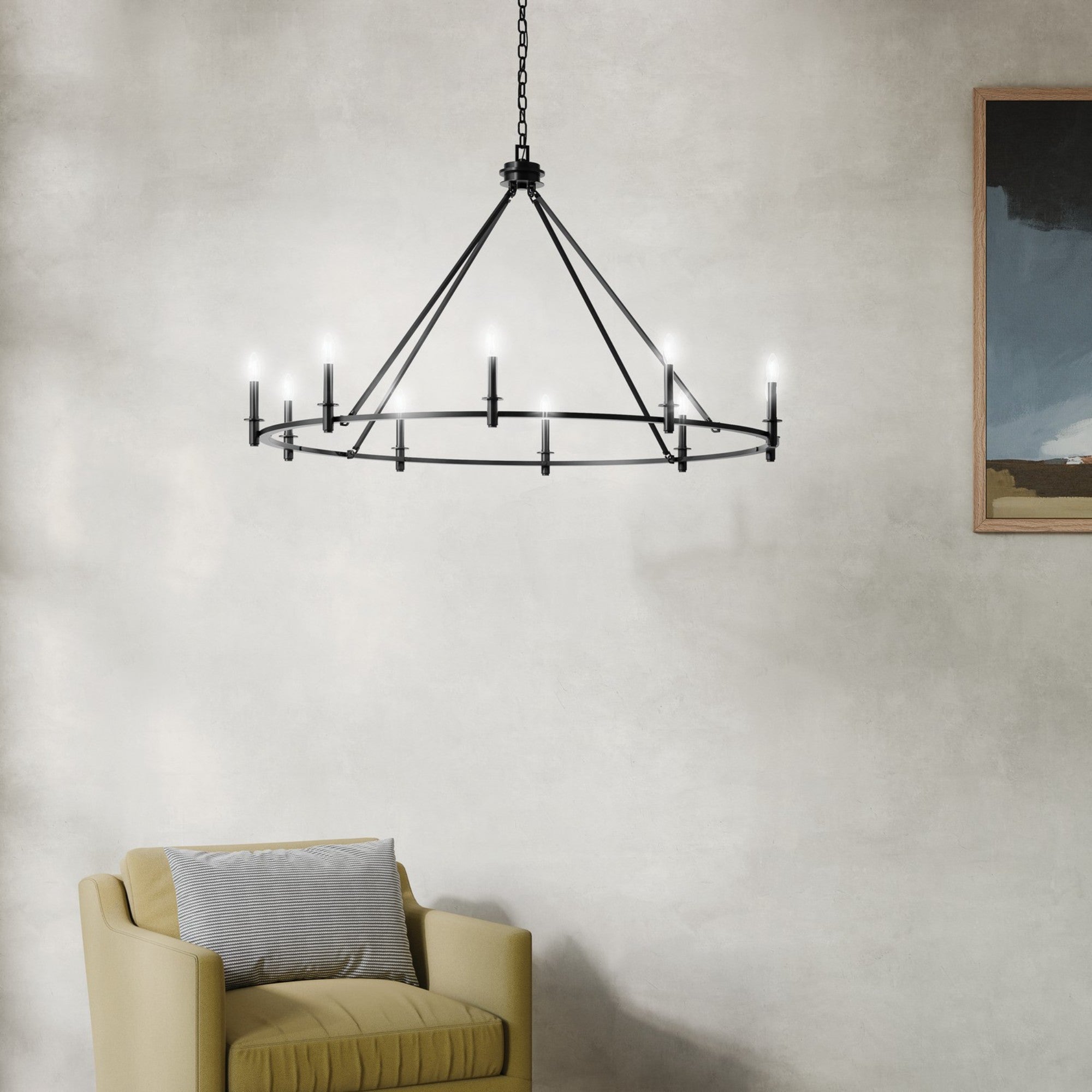 Carrick 54" 10-Light Chandelier, Black Finish - Bees Lighting