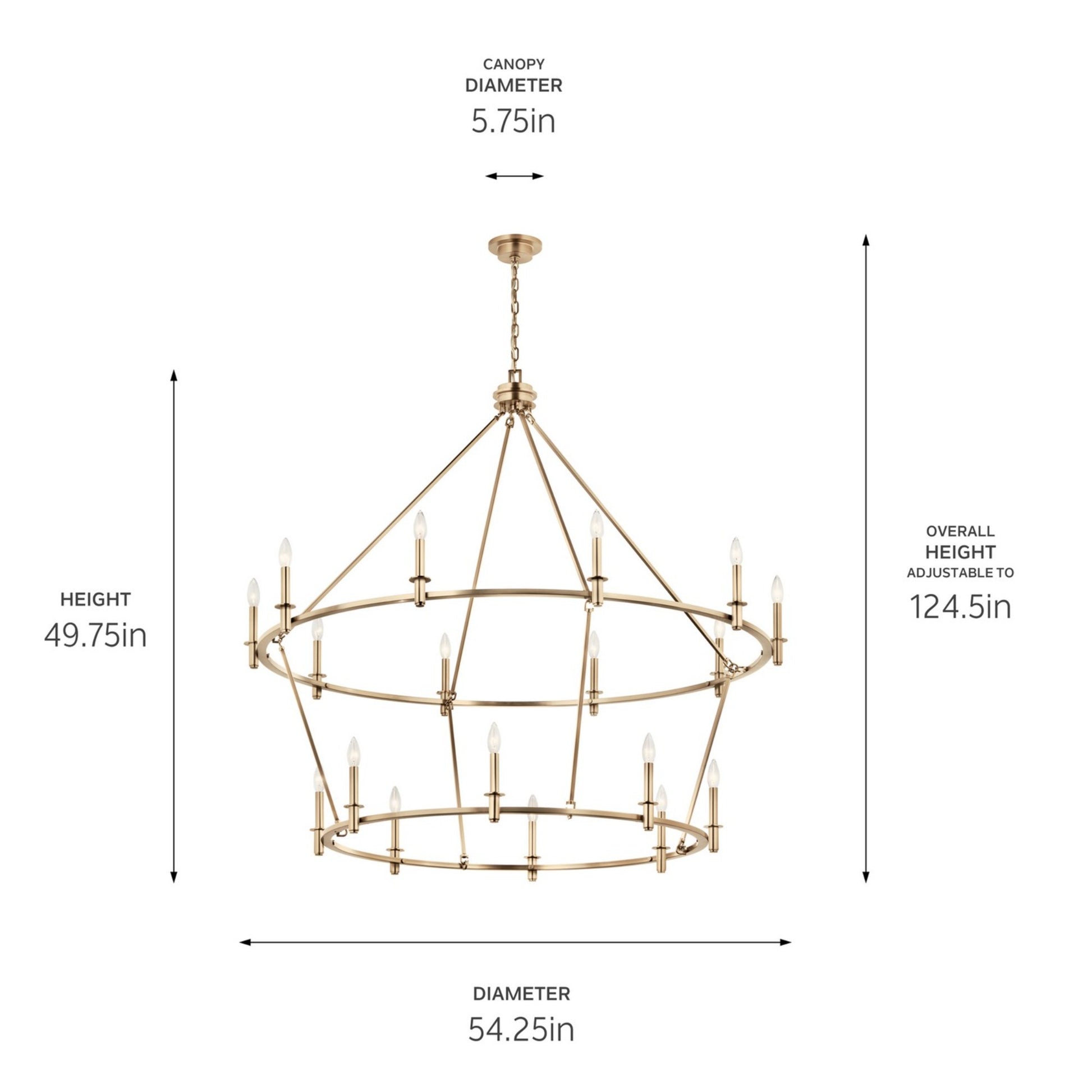 Carrick 54" 18-Light Chandelier, Champagne Bronze Finish - Bees Lighting