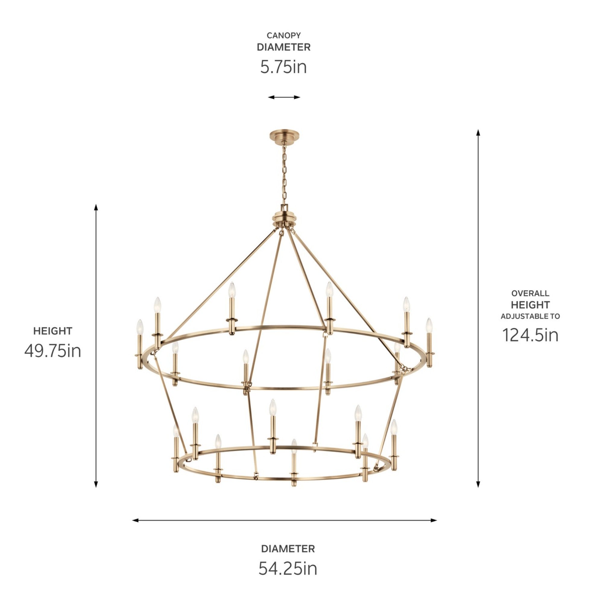 Carrick 54" 18-Light Chandelier, Champagne Bronze Finish - Bees Lighting