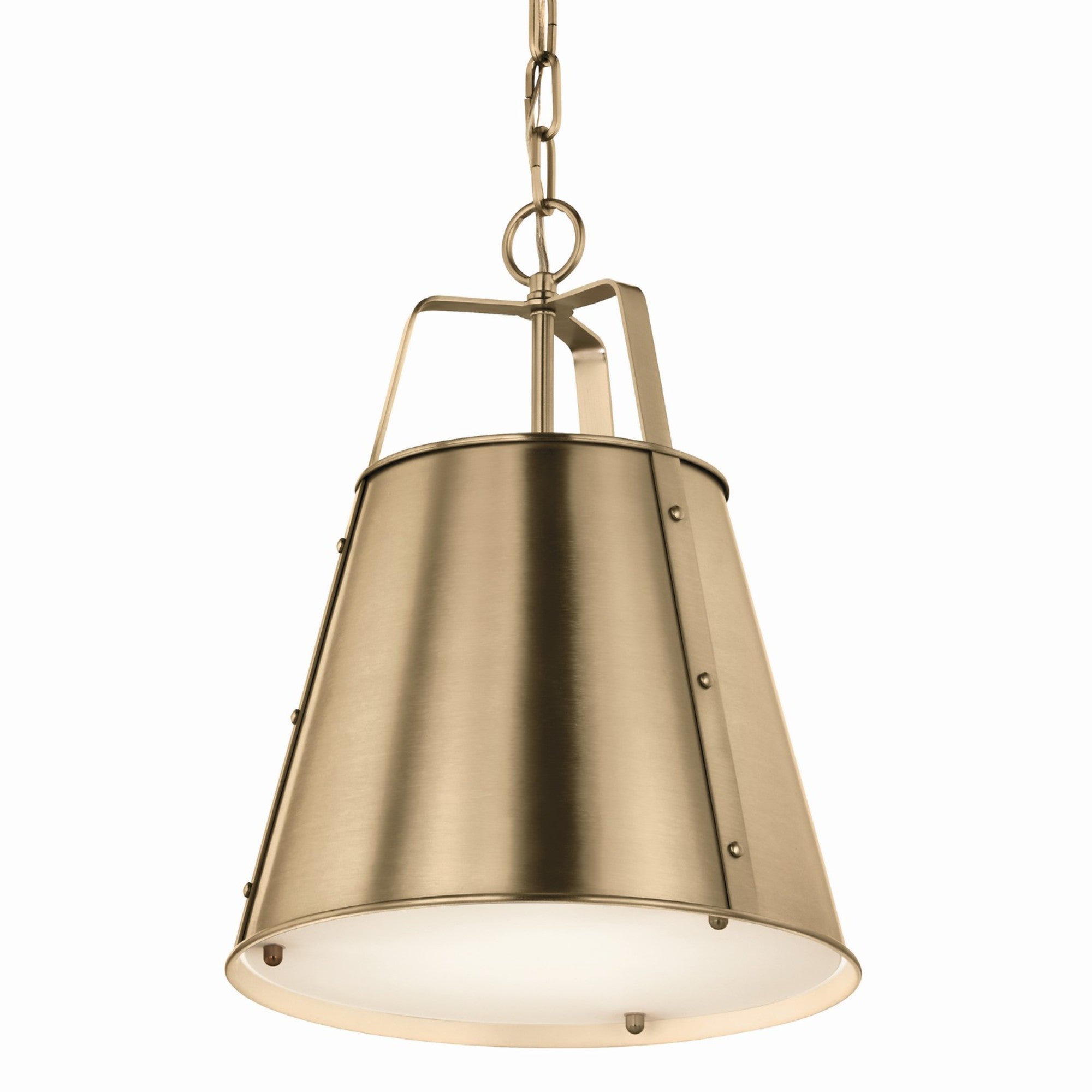 Etcher 17" 1-Light Pendant Light with Clear Satin Etched and Painted White Inside Glass, Champagne Bronze Finish - Bees Lighting