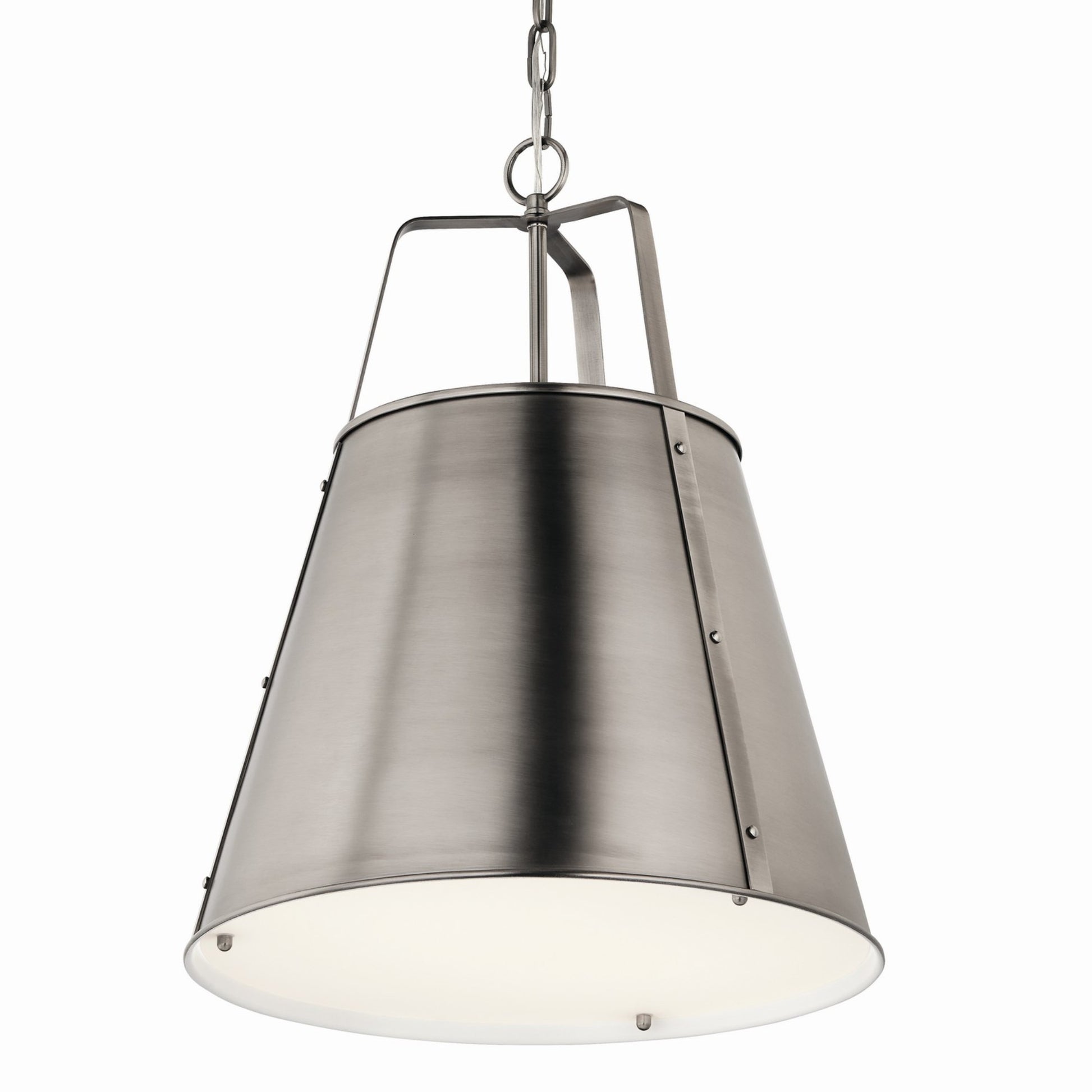 Etcher 23" 2-Light Pendant Light with Clear Satin Etched and Painted White Inside Glass, Classic Pewter Finish - Bees Lighting