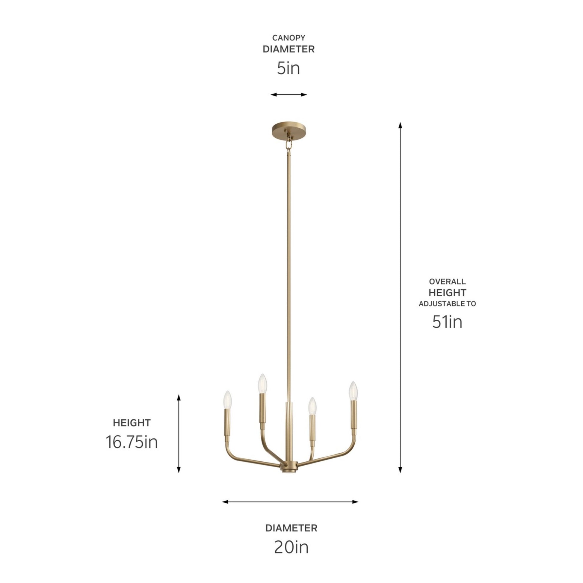 Madden 20" 4-Light Chandelier, Mount Champagne Bronze Finish - Bees Lighting