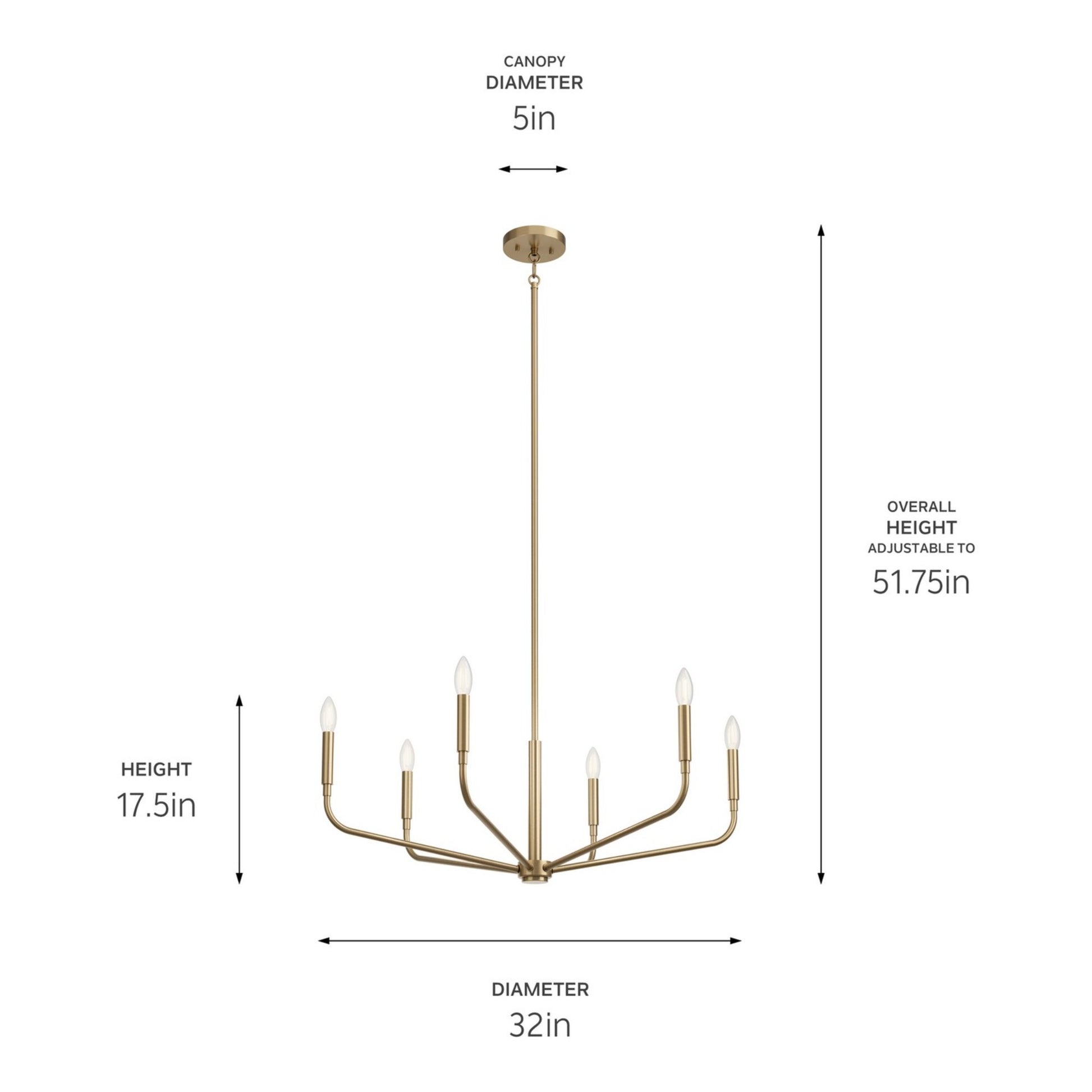 Madden 32" 6-Light Chandelier, Champagne Bronze Finish - Bees Lighting