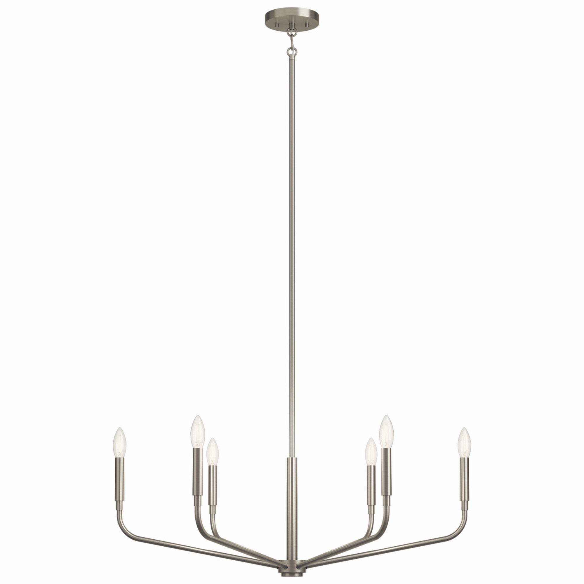 Madden 32" 6-Light Chandelier, Brushed Nickel Finish - Bees Lighting