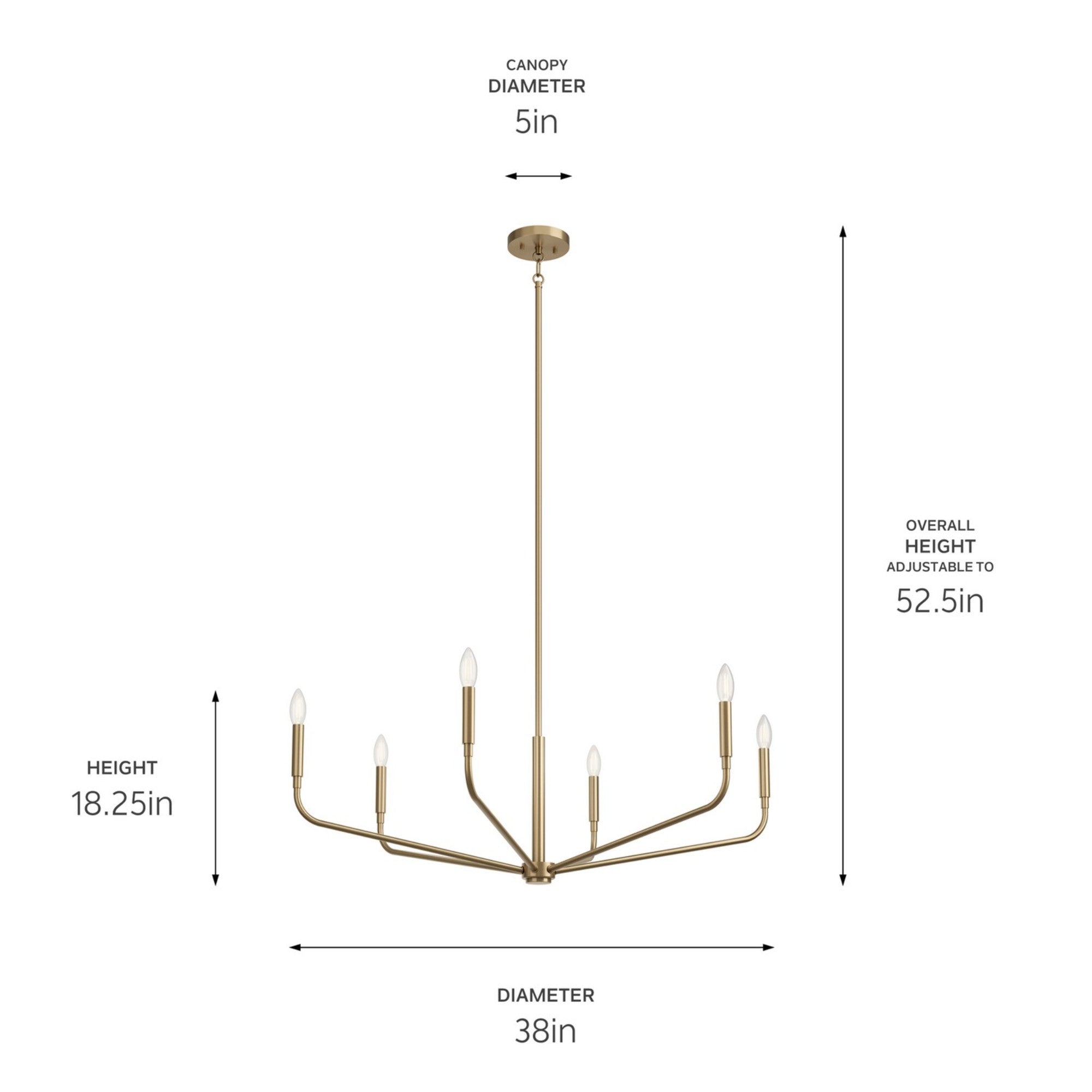 Madden 38" 6-Light Chandelier, Champagne Bronze Finish - Bees Lighting