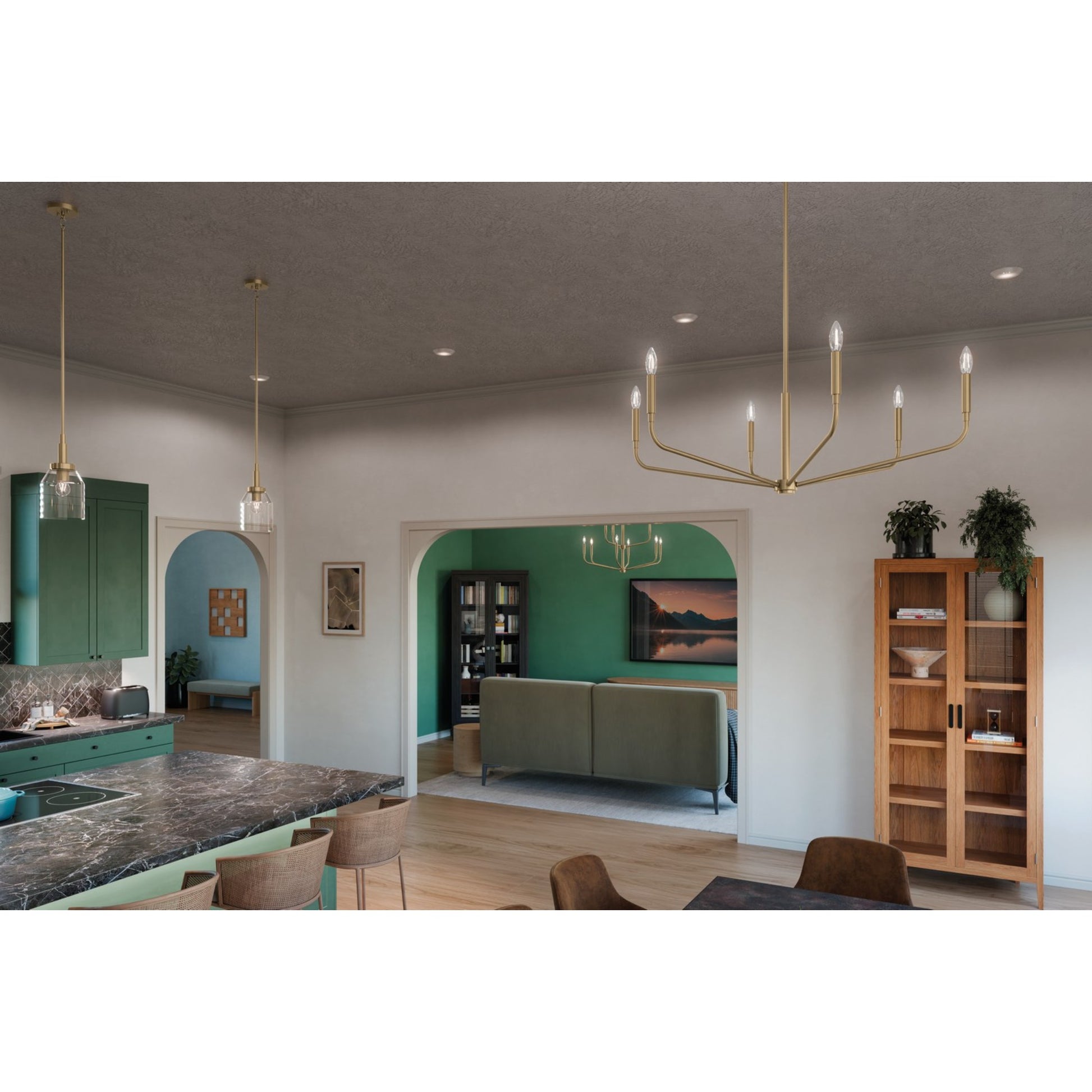 Madden 38" 6-Light Chandelier, Champagne Bronze Finish - Bees Lighting