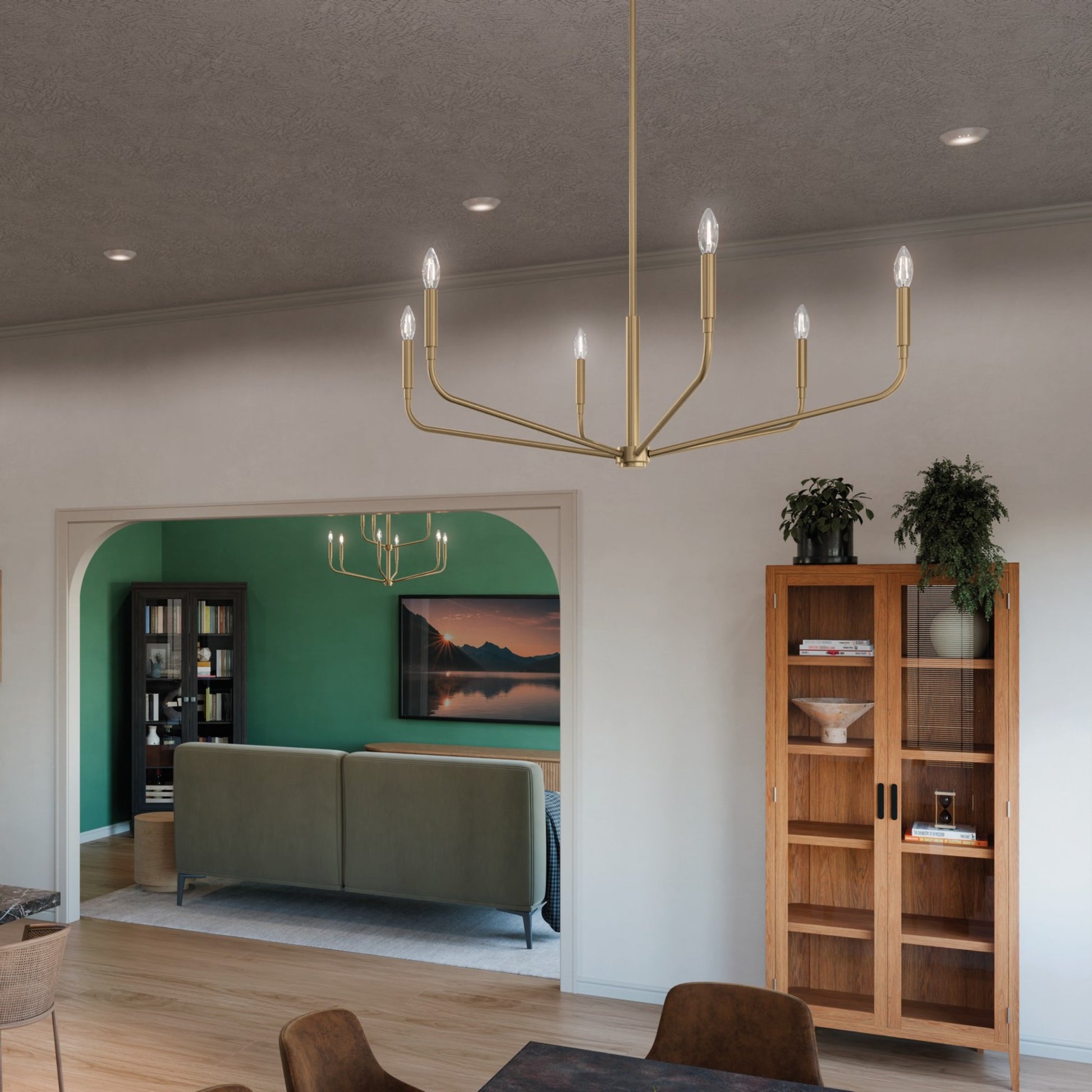 Madden 38" 6-Light Chandelier, Champagne Bronze Finish - Bees Lighting