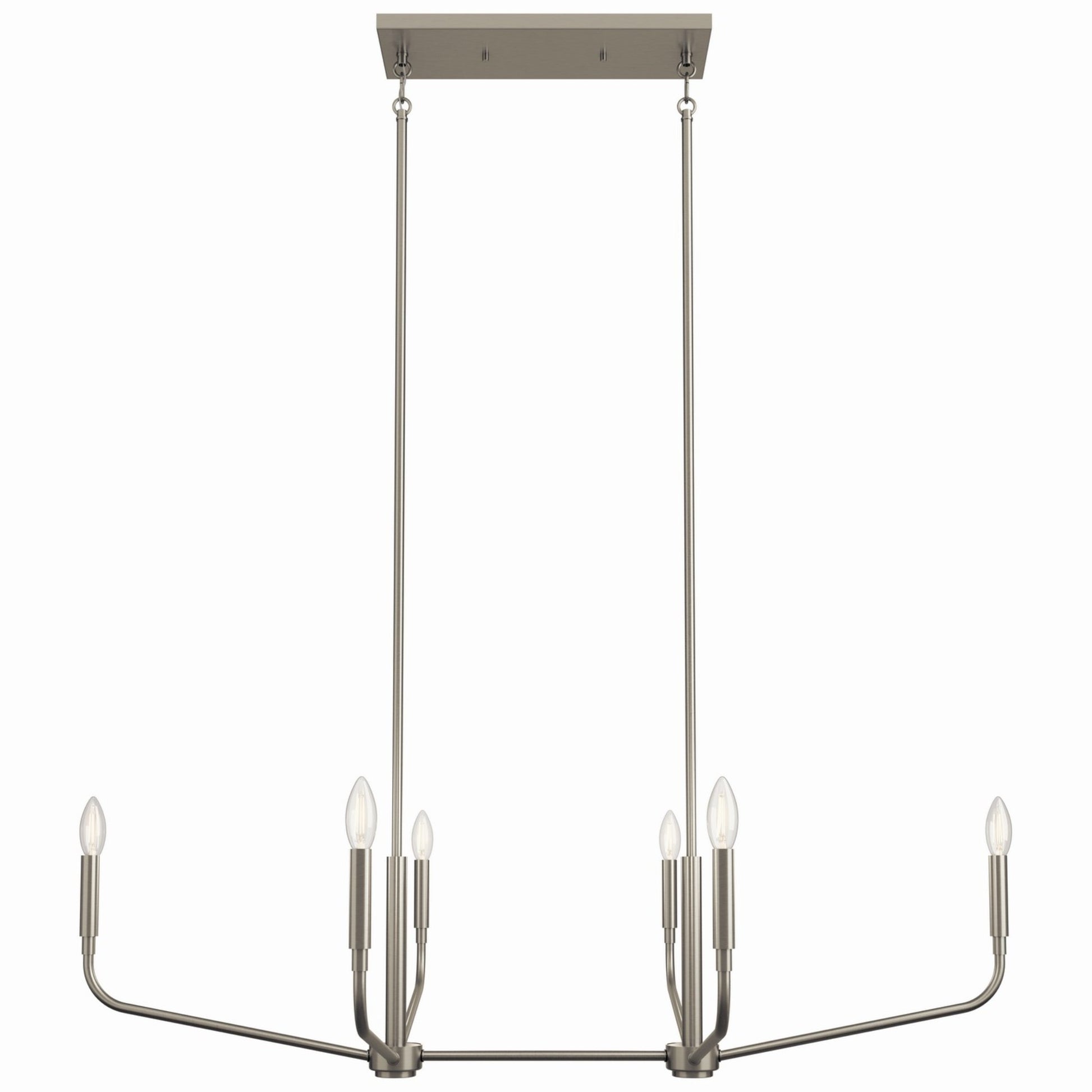 Madden 45" 6-Light Linear Chandelier, Brushed Nickel Finish - Bees Lighting