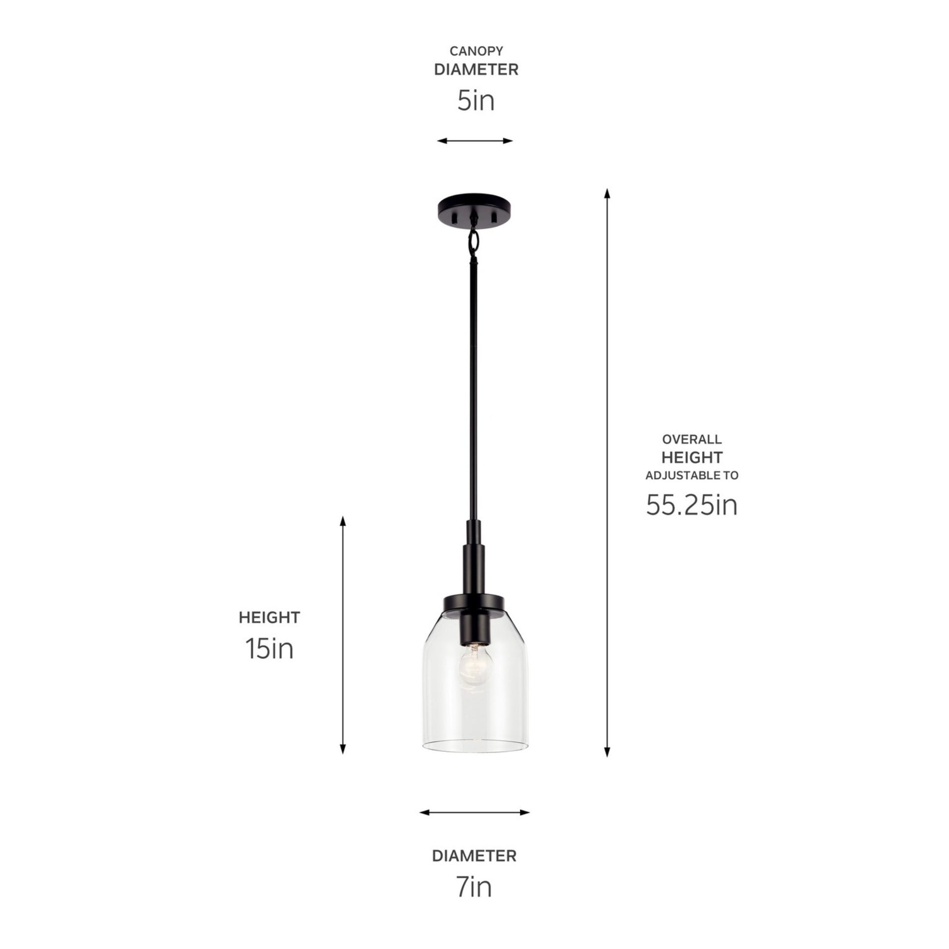 Madden 15" Mini Pendant, Black Finish - Bees Lighting