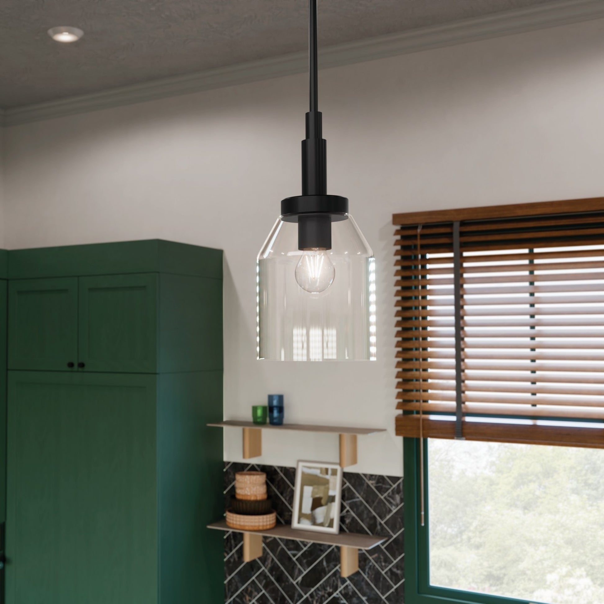 Madden 15" Mini Pendant, Black Finish - Bees Lighting