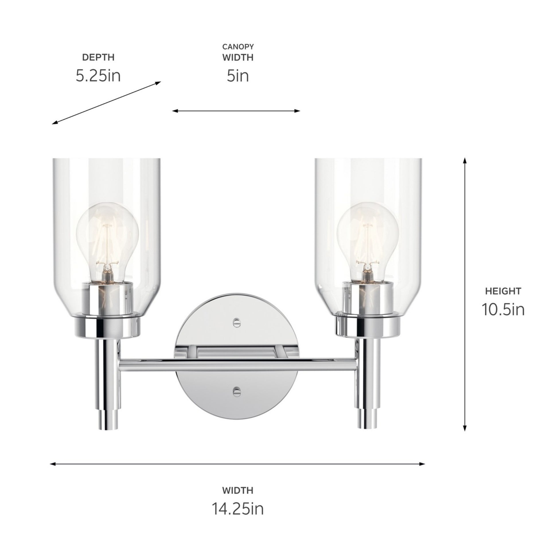 Madden 14" 2-Light Vanity Light, Chrome Finish - Bees Lighting