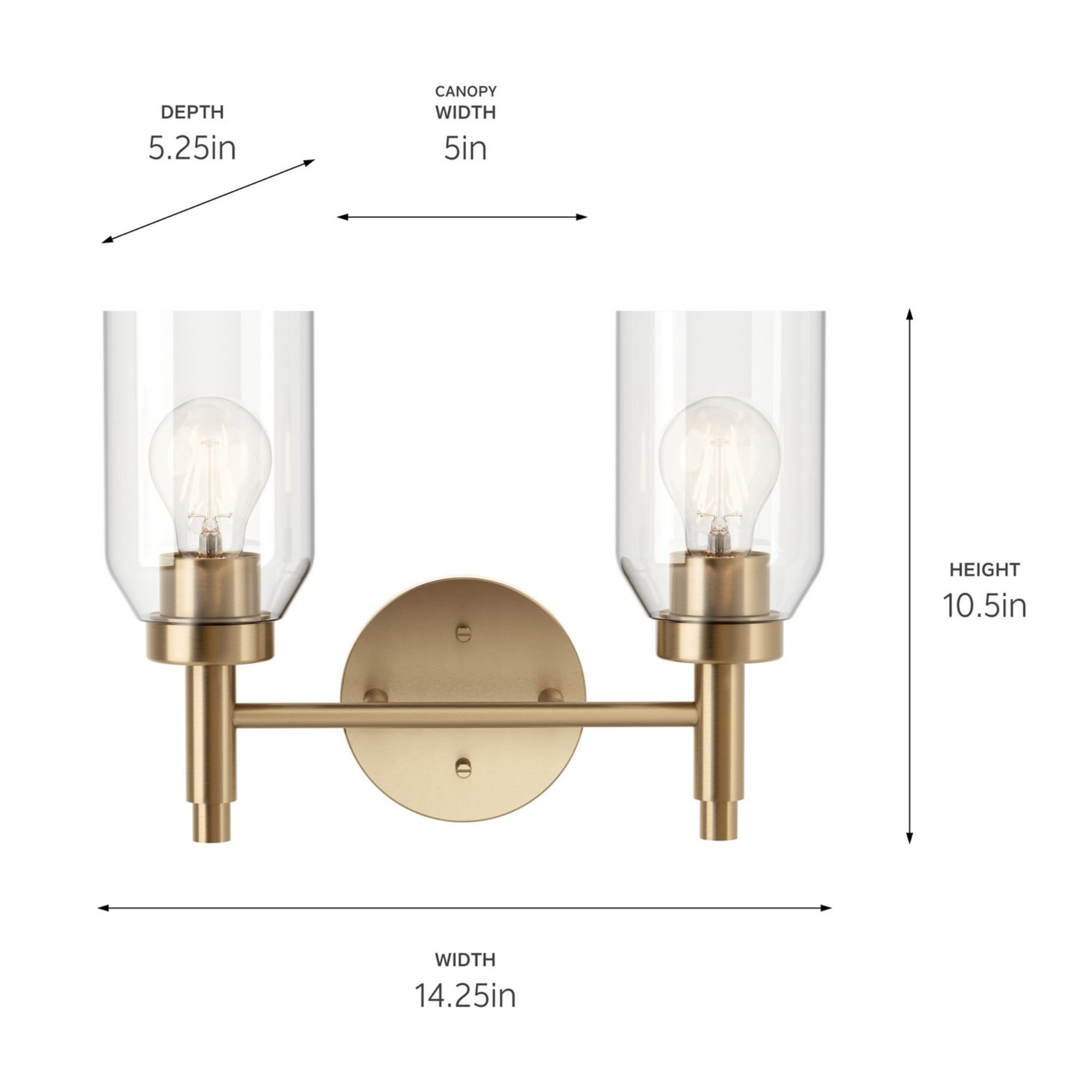 Madden 14" 2-Light Vanity Light, Champagne Bronze Finish - Bees Lighting