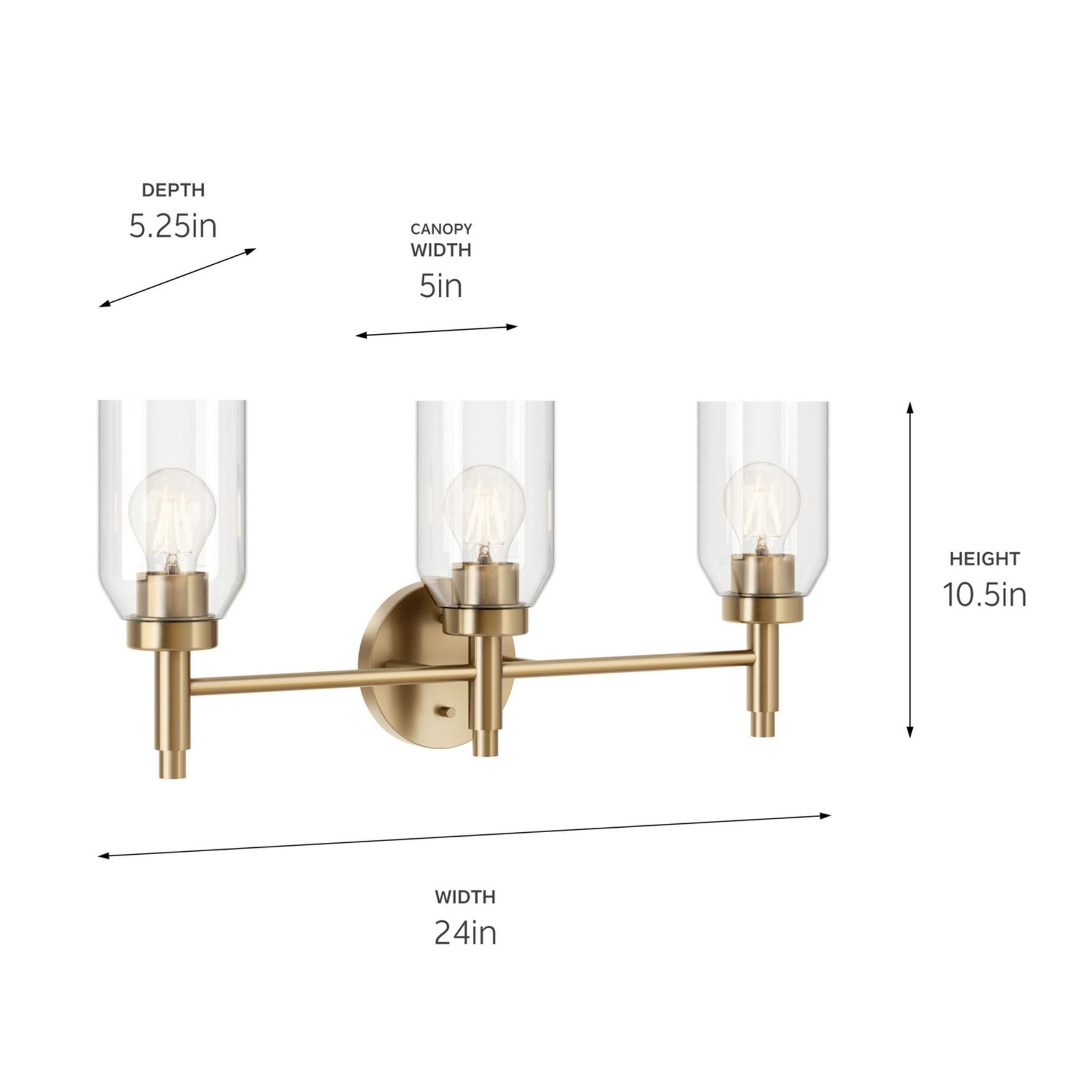 Madden 24" 3-Light Vanity Light, Champagne Bronze Finish - Bees Lighting
