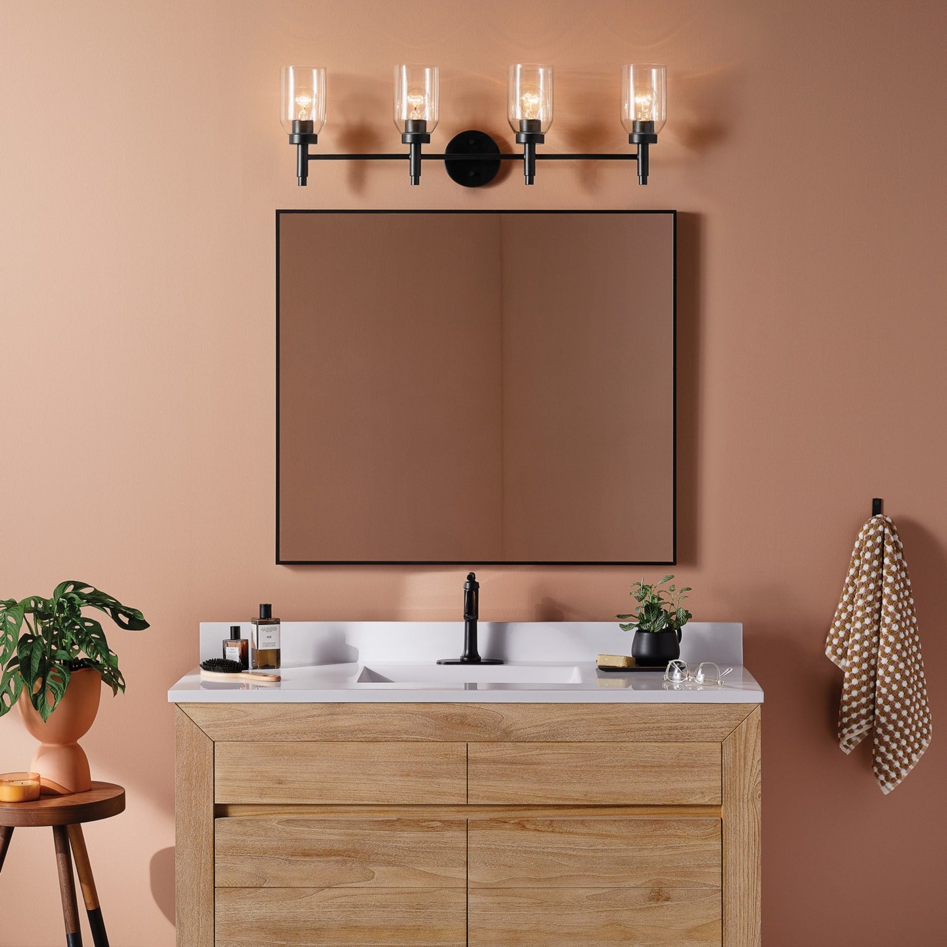 Madden 34" 4-Light Vanity Light, Black Finish - Bees Lighting