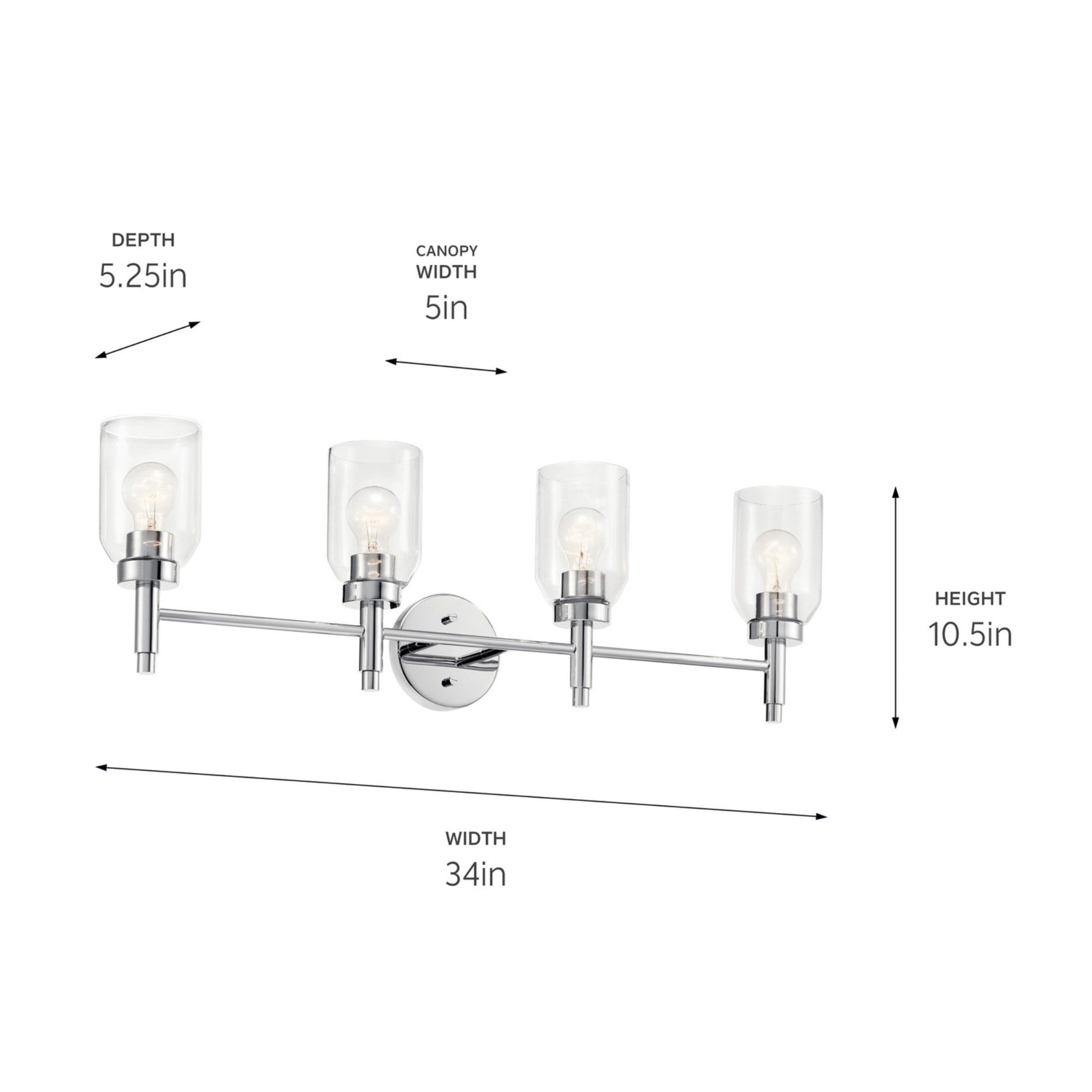 Madden 34" 4-Light Vanity Light, Chrome Finish - Bees Lighting