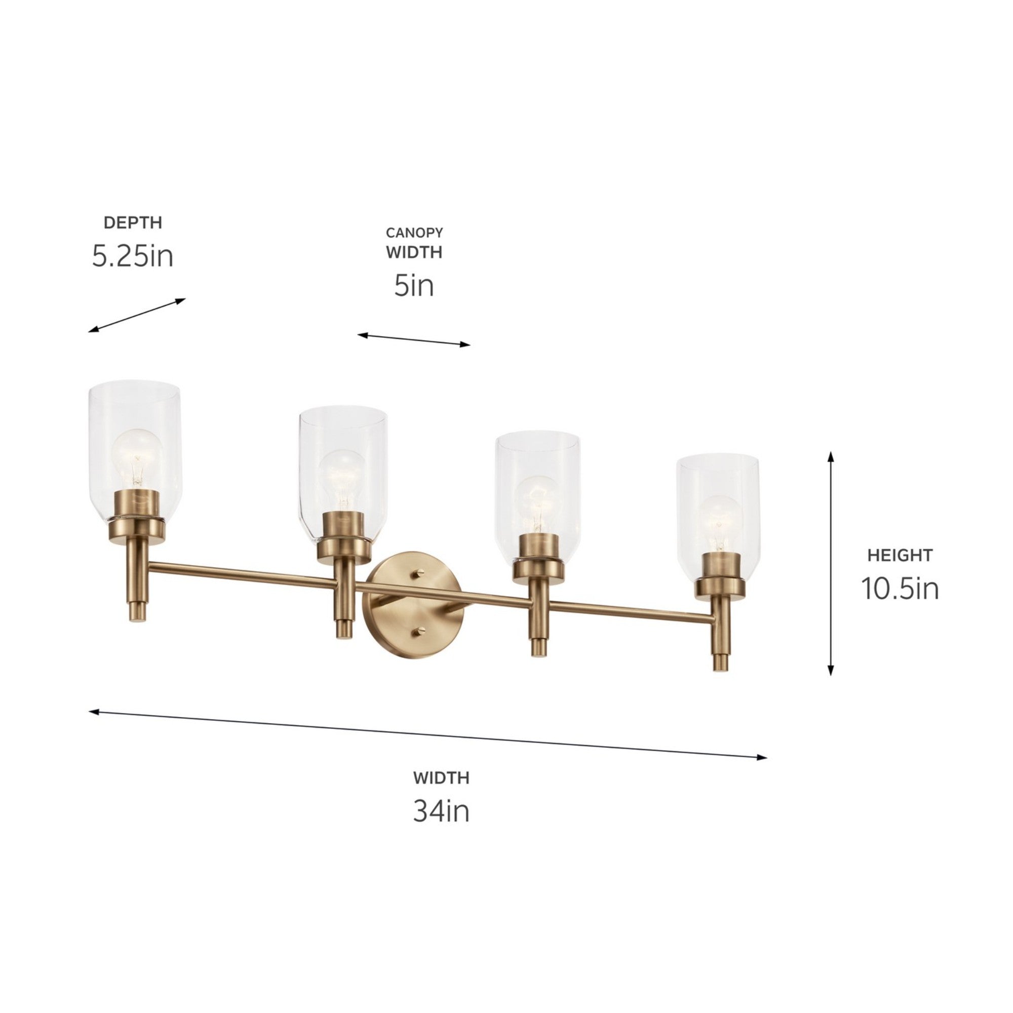 Madden 34" 4-Light Vanity Light, Champagne Bronze Finish - Bees Lighting