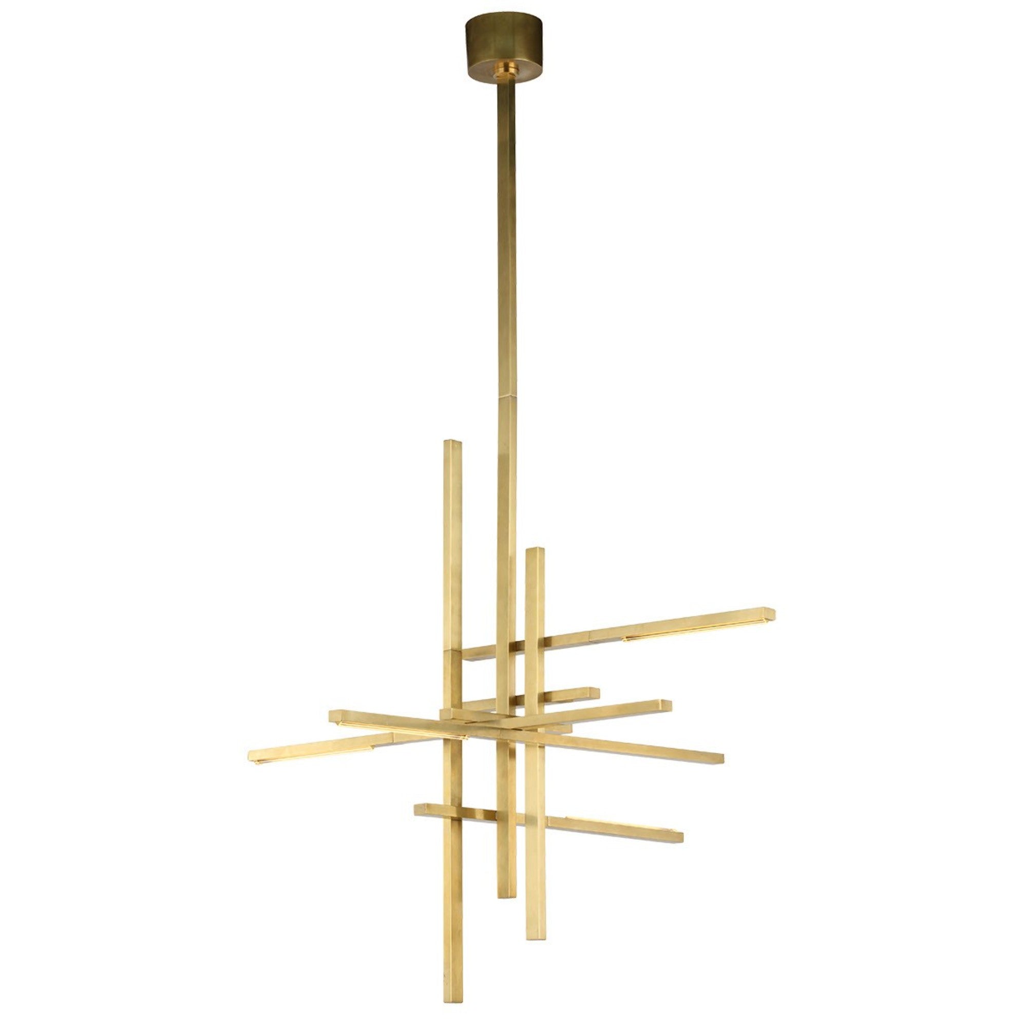 Cityscape 36" 6-Light LED Large Chandelier, 120-277V, Hand Rubbed Antique Brass Finish - Bees Lighting
