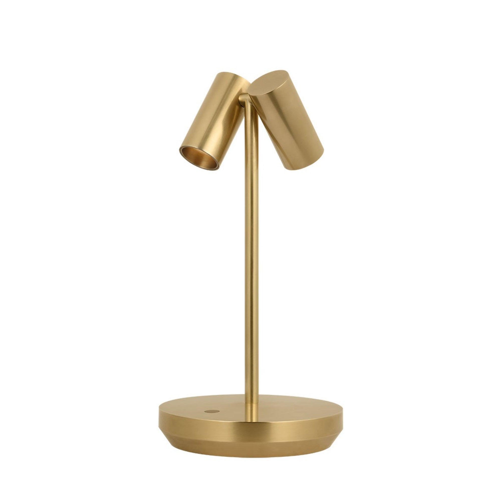 Doppia Short Accent Rechargeable Table Lamp, 120-240V, Hand Rubbed Antique Brass Finish - Bees Lighting