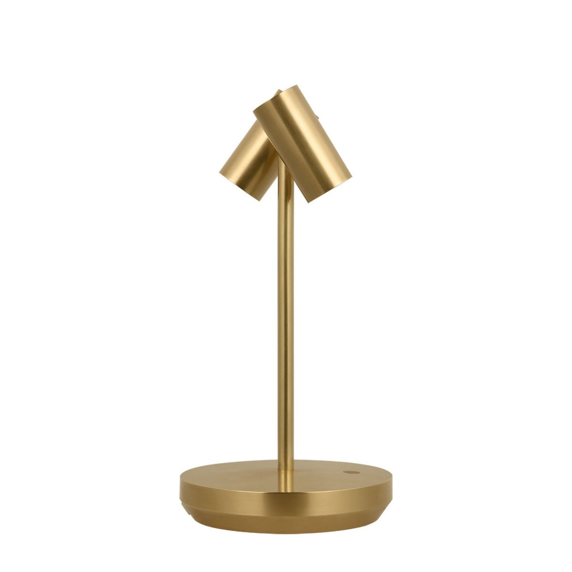 Doppia Short Accent Rechargeable Table Lamp, 120-240V, Hand Rubbed Antique Brass Finish - Bees Lighting