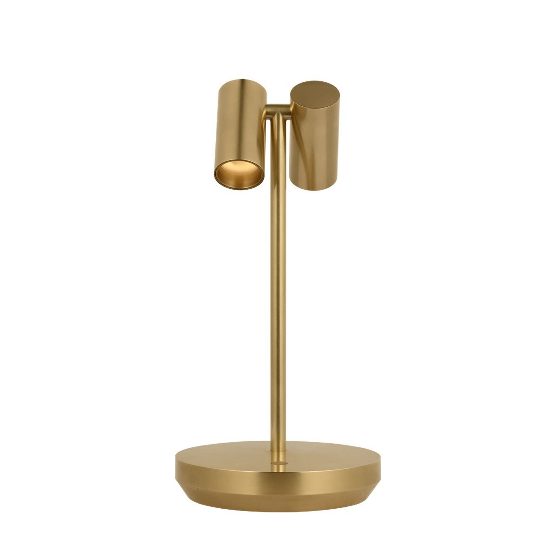 Doppia Short Accent Rechargeable Table Lamp, 120-240V, Hand Rubbed Antique Brass Finish - Bees Lighting