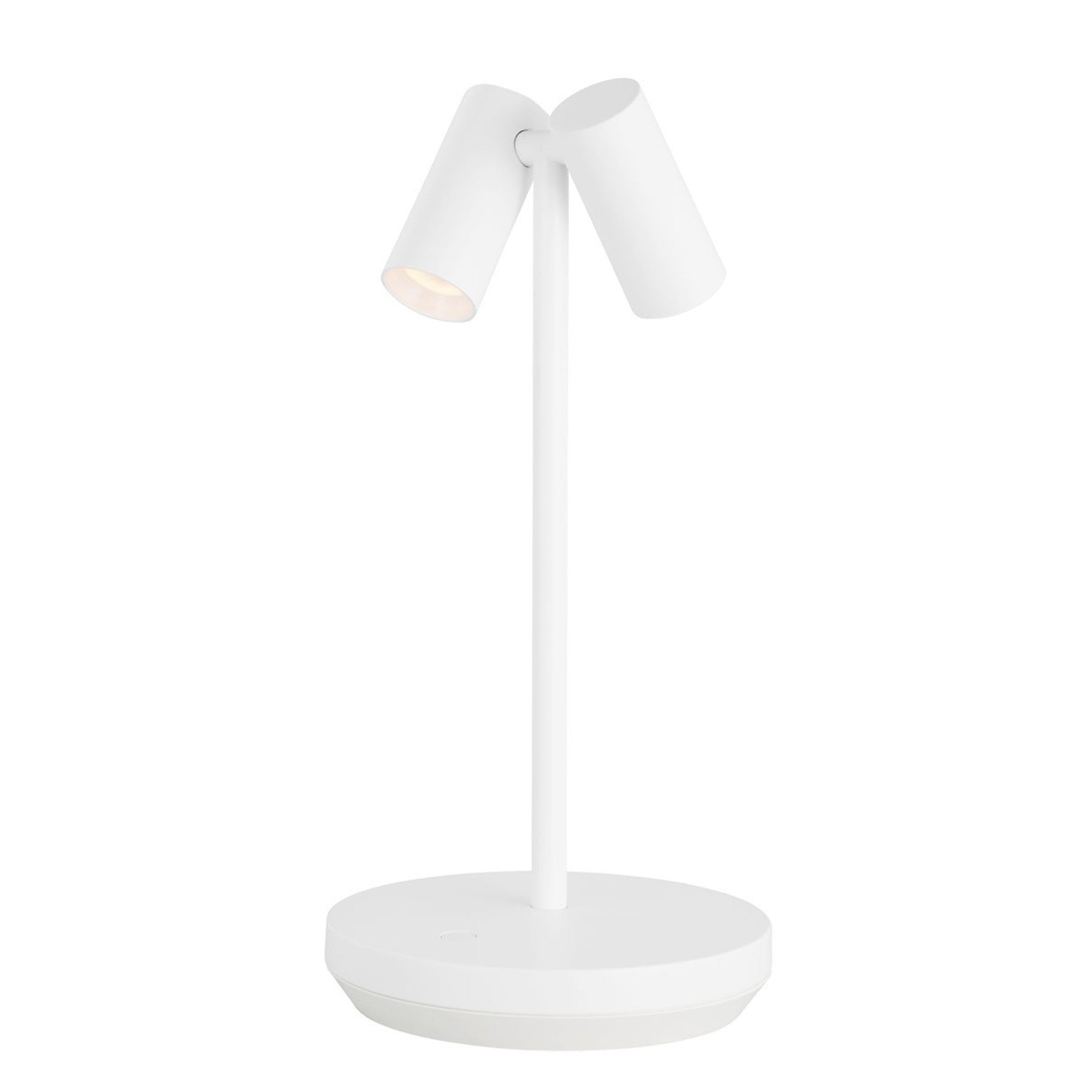 Doppia Short Accent Rechargeable Table Lamp, 120-240V, Matte White Finish - Bees Lighting