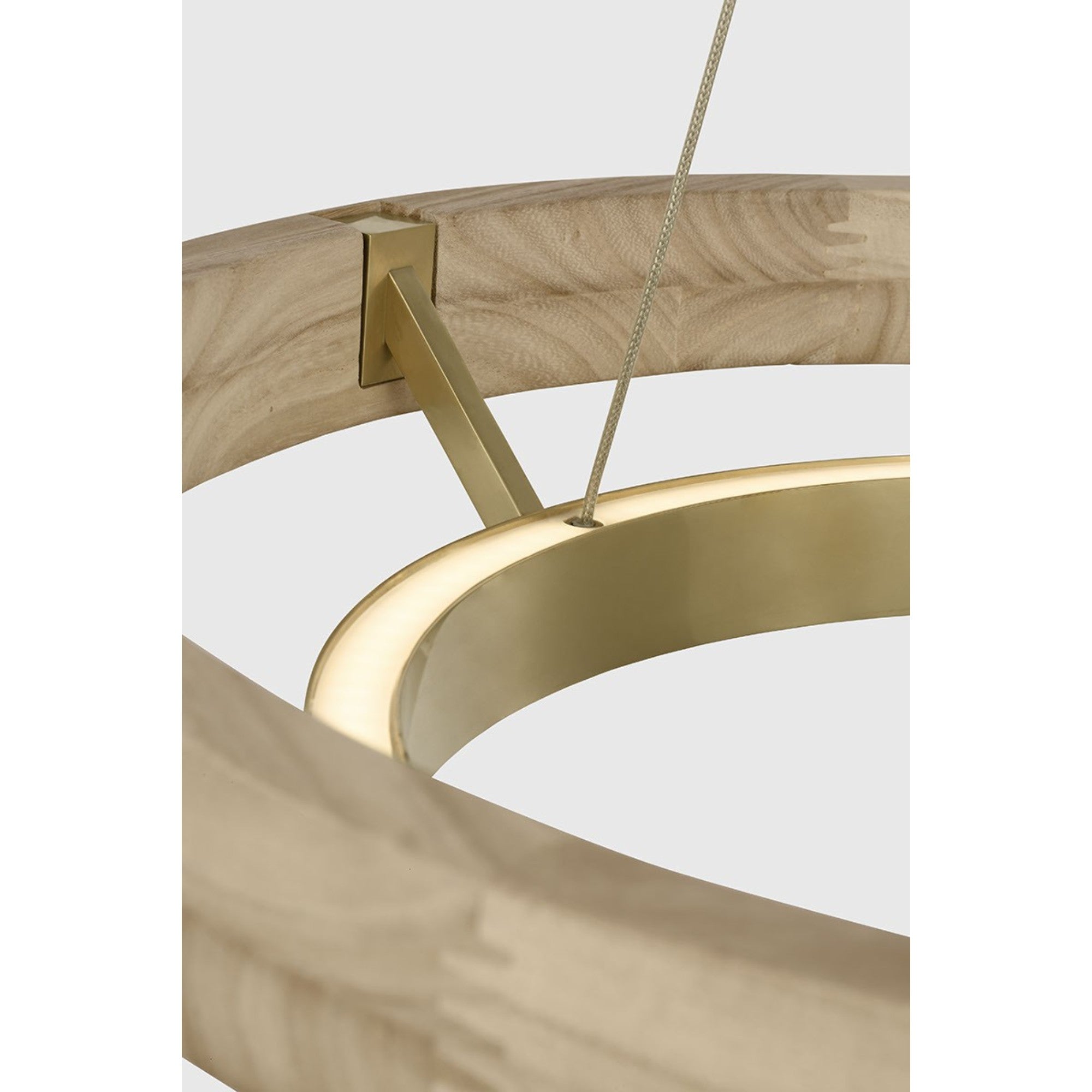 Grace 24" LED Chandelier, Antique Brass & Natural Oak Finish - Bees Lighting
