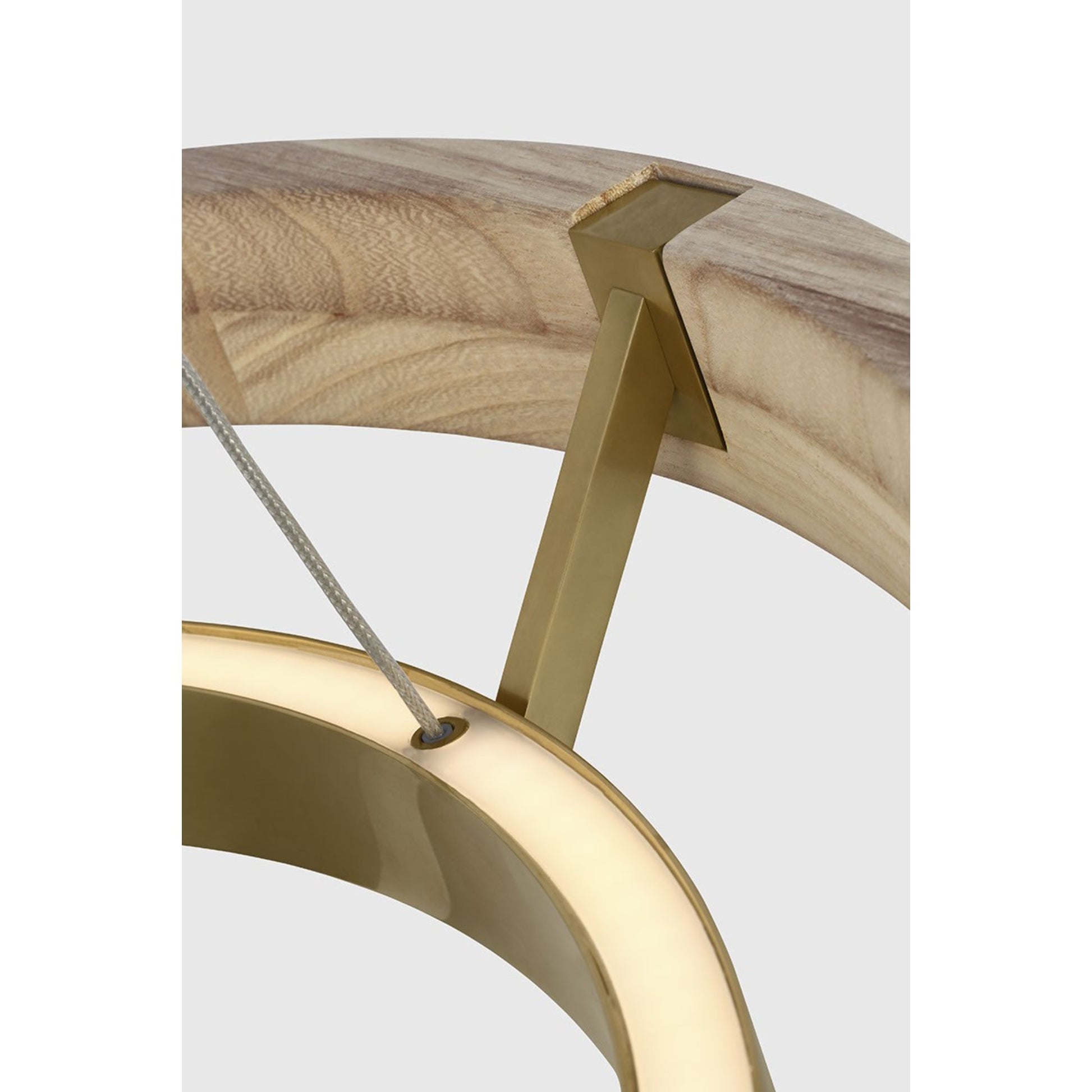 Grace 24" LED Chandelier, Antique Brass & Natural Oak Finish - Bees Lighting