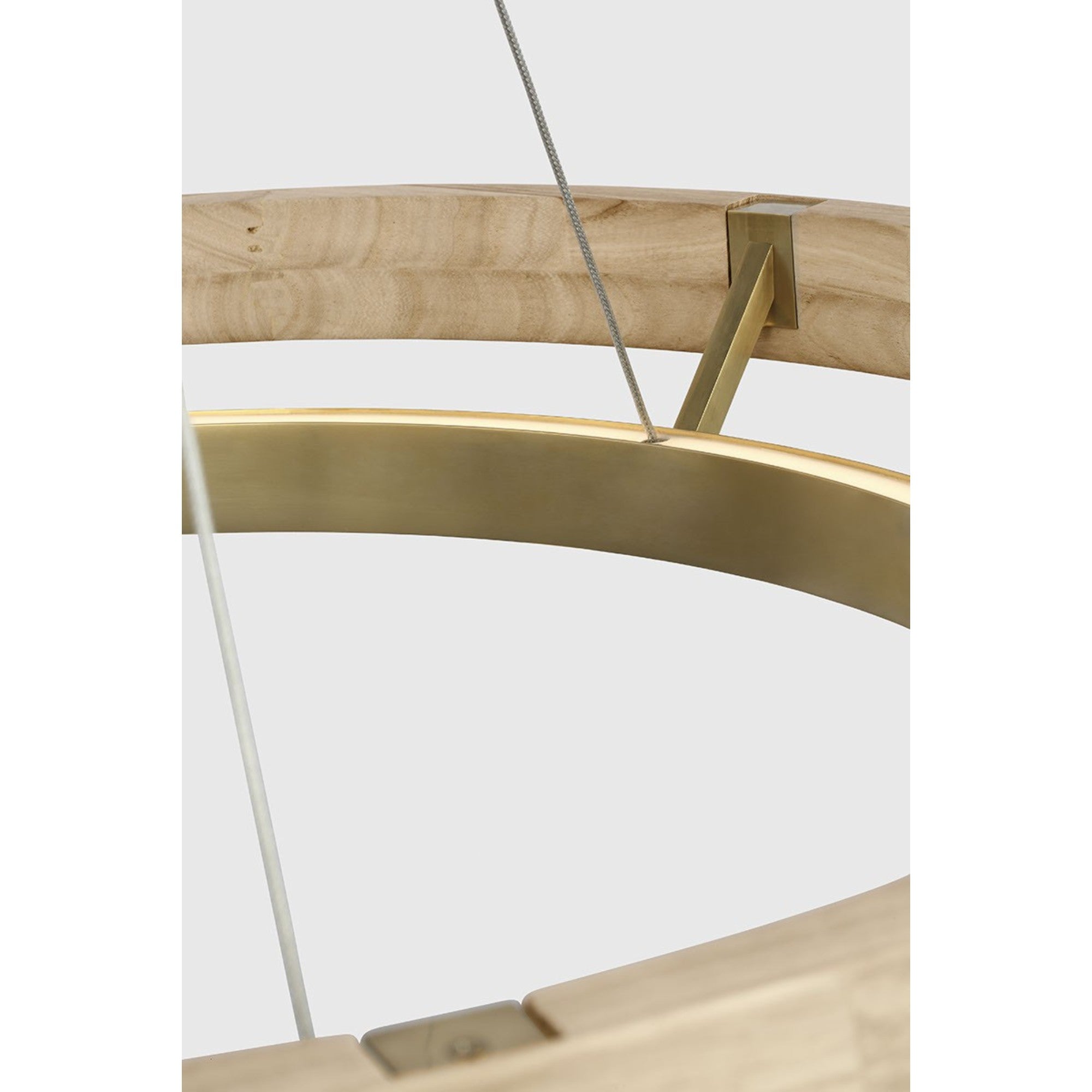 Grace 30" LED Chandelier, Antique Brass & Natural Oak Finish - Bees Lighting