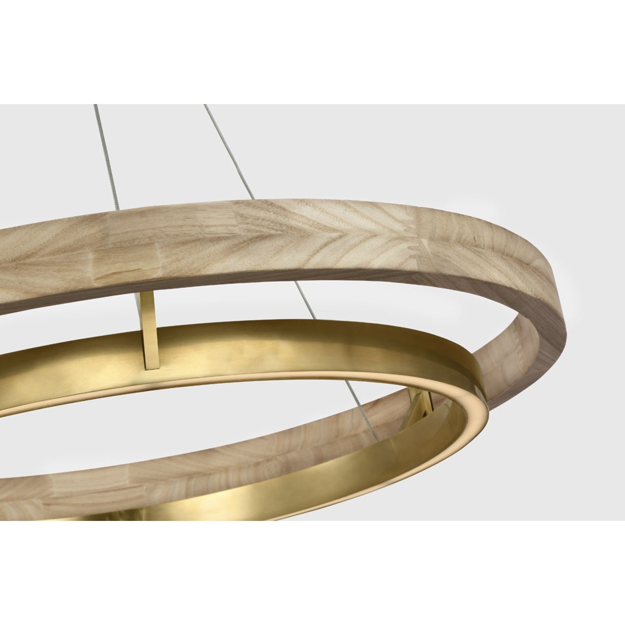 Grace 30" LED Chandelier, Antique Brass & Natural Oak Finish - Bees Lighting