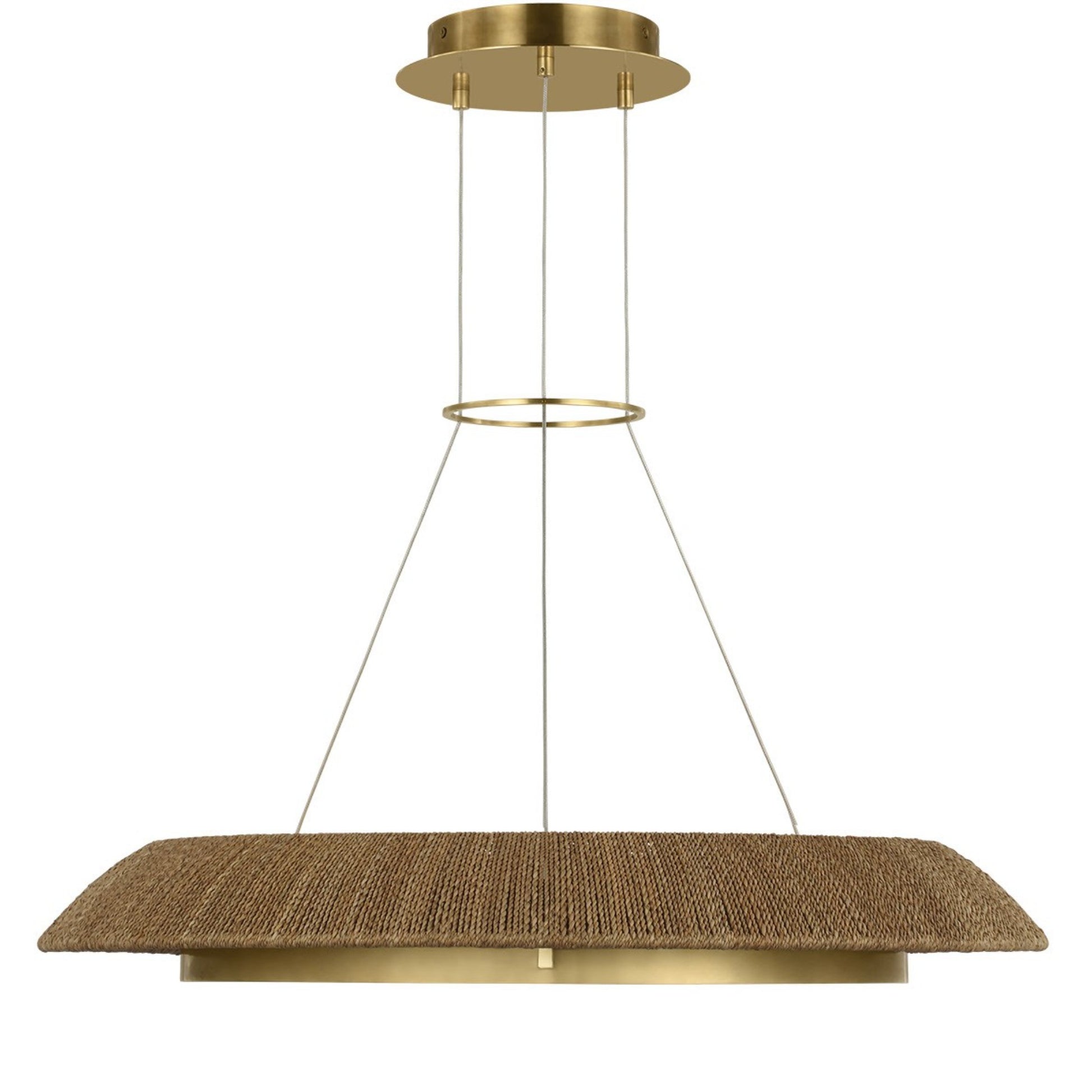 Noa 33" Medium Chandelier, 120-277V, Antique Brass with Natural Rattan Finish - Bees Lighting