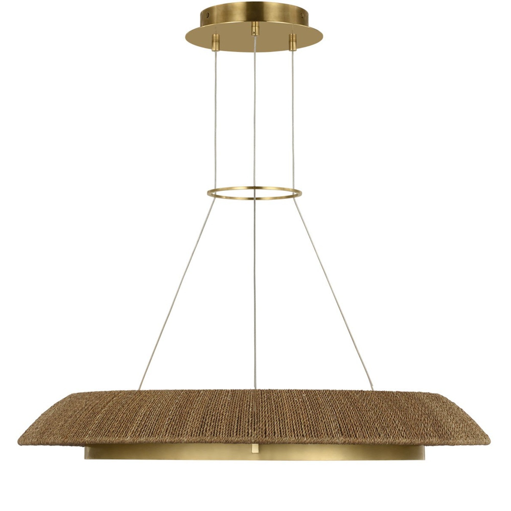 Noa 33" Medium Chandelier, 120-277V, Antique Brass with Natural Rattan Finish - Bees Lighting