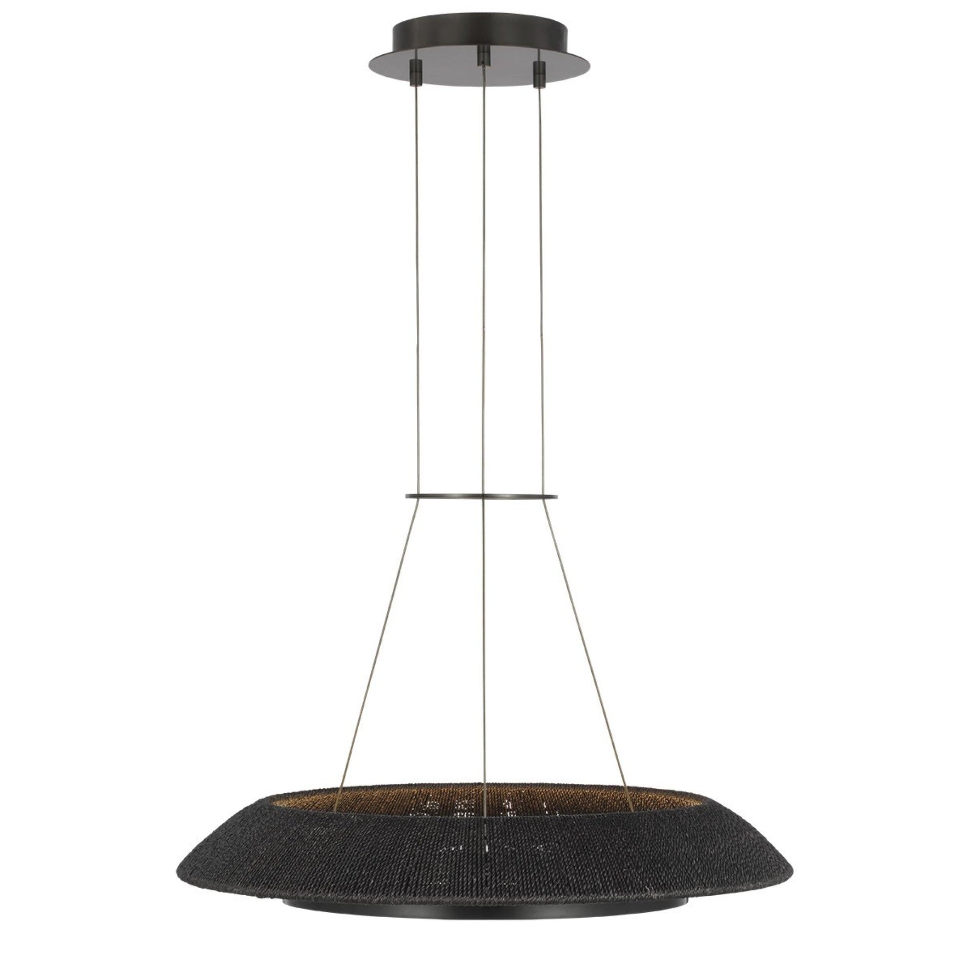 Noa 27" Small Chandelier, 120-277V, Bronze with Washed Black Rattan Finish - Bees Lighting