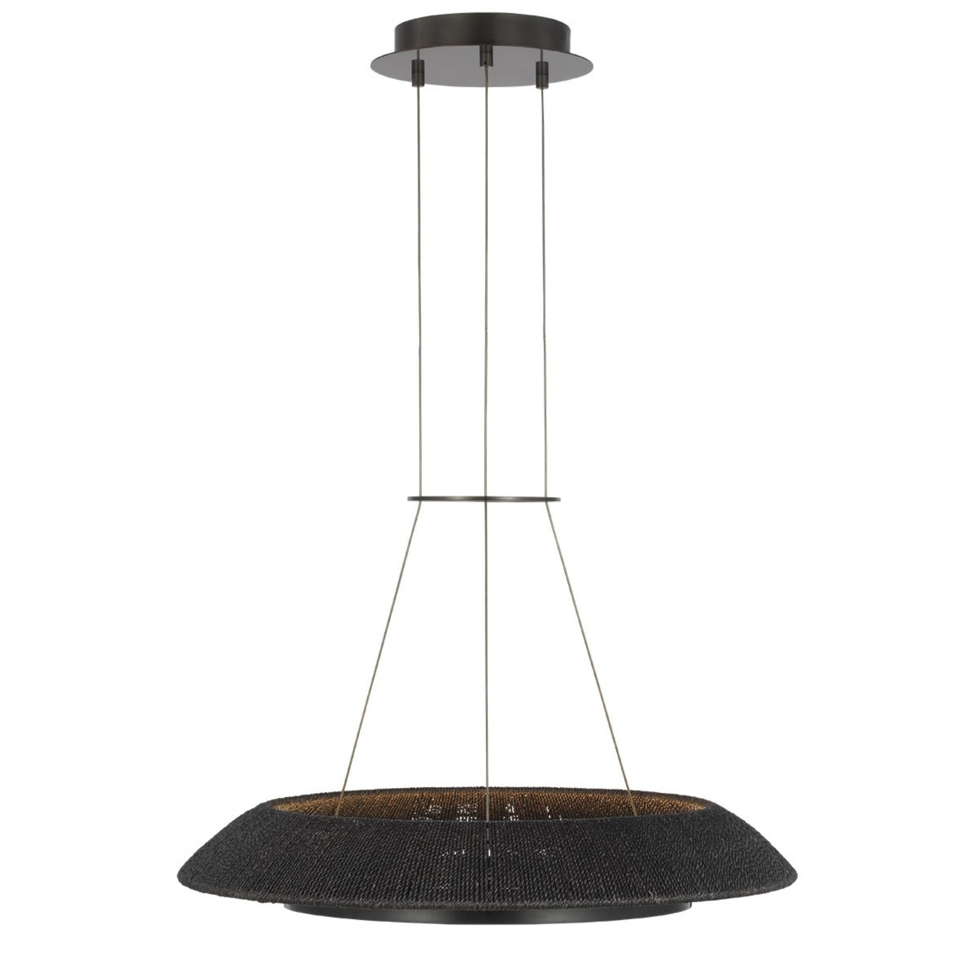 Noa 27" Small Chandelier, 120-277V, Bronze with Washed Black Rattan Finish - Bees Lighting