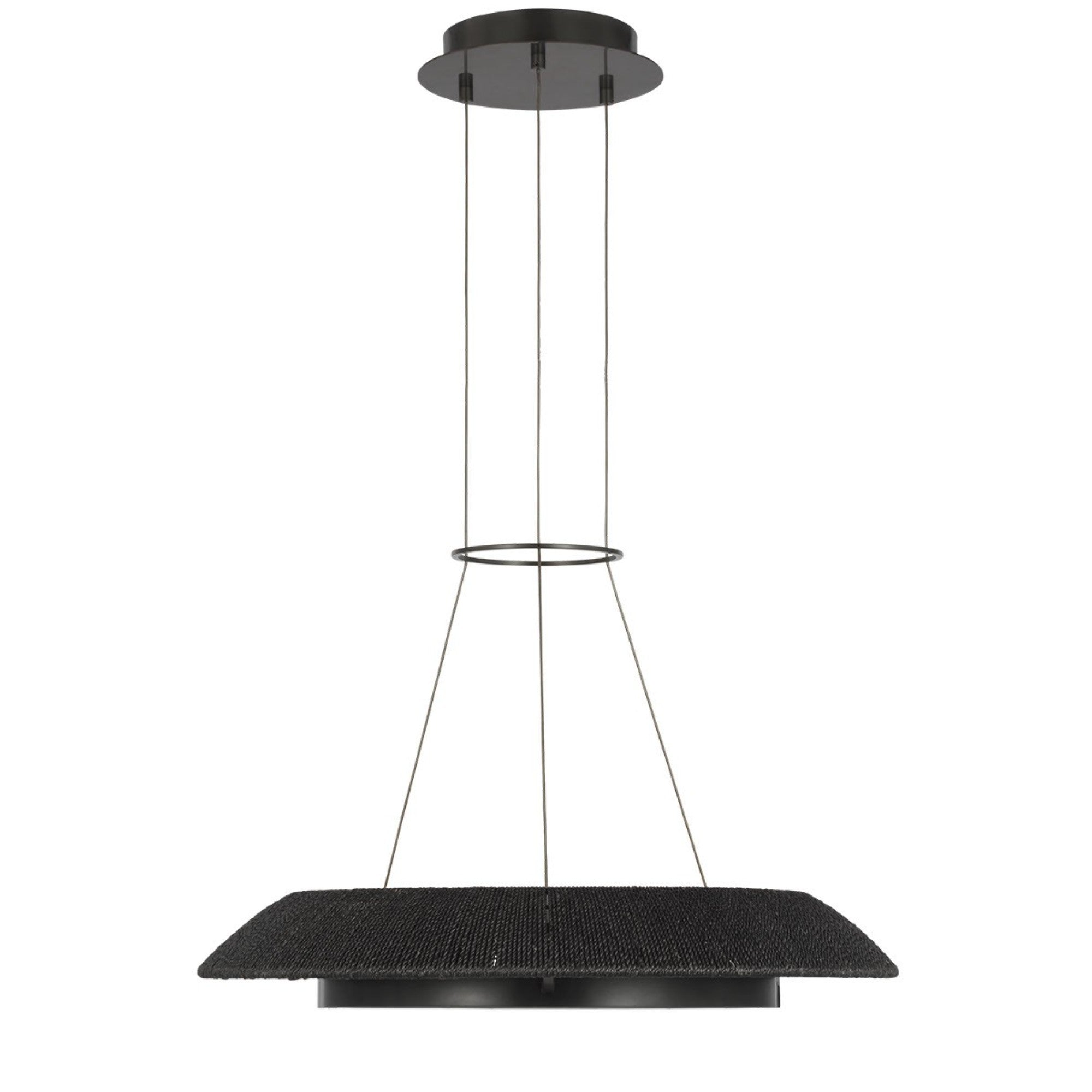 Noa 27" Small Chandelier, 120-277V, Bronze with Washed Black Rattan Finish - Bees Lighting