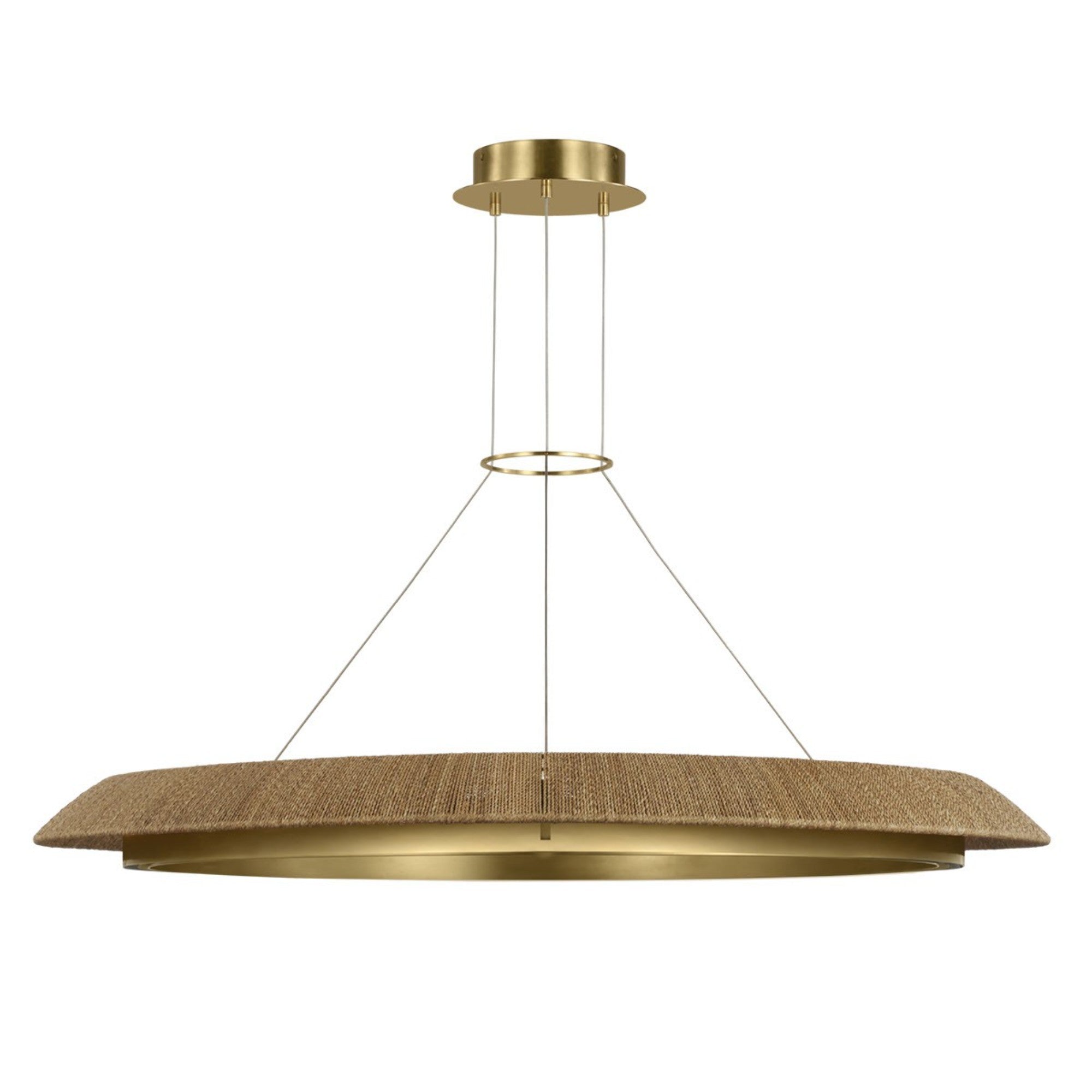 Noa 51" X-Large Chandelier, 120-277V, Antique Brass with Natural Rattan Finish - Bees Lighting