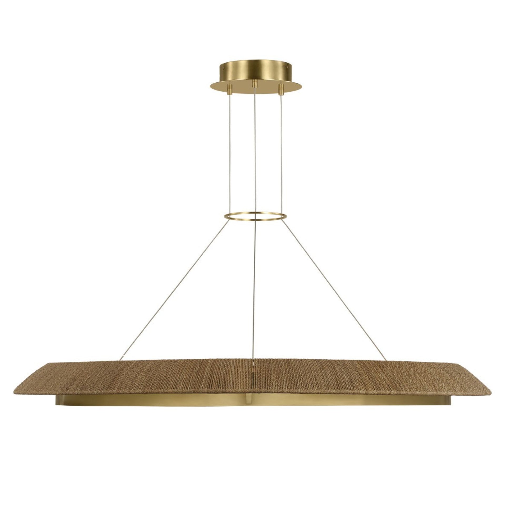 Noa 51" X-Large Chandelier, 120-277V, Antique Brass with Natural Rattan Finish - Bees Lighting