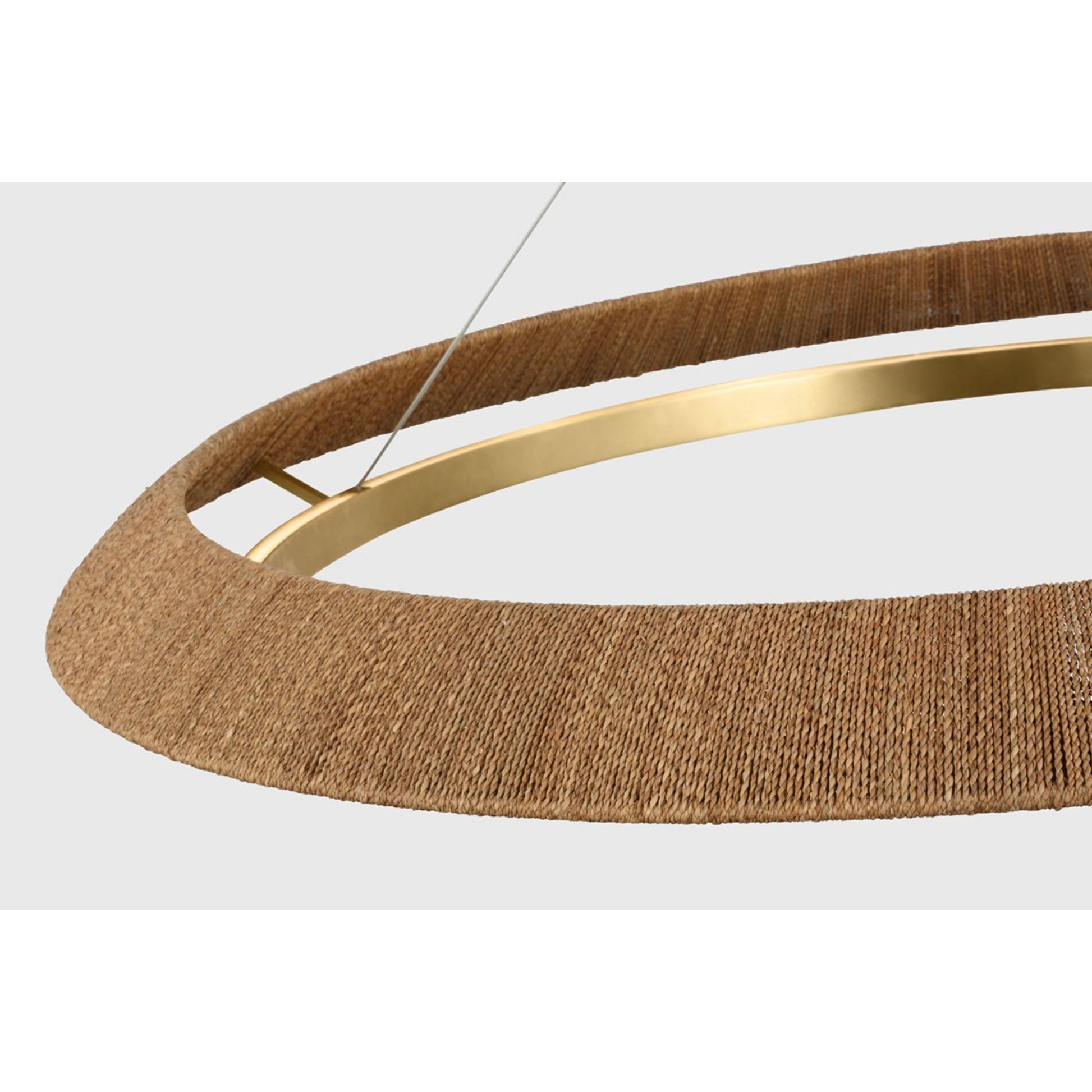 Noa 51" X-Large Chandelier, 120-277V, Antique Brass with Natural Rattan Finish - Bees Lighting