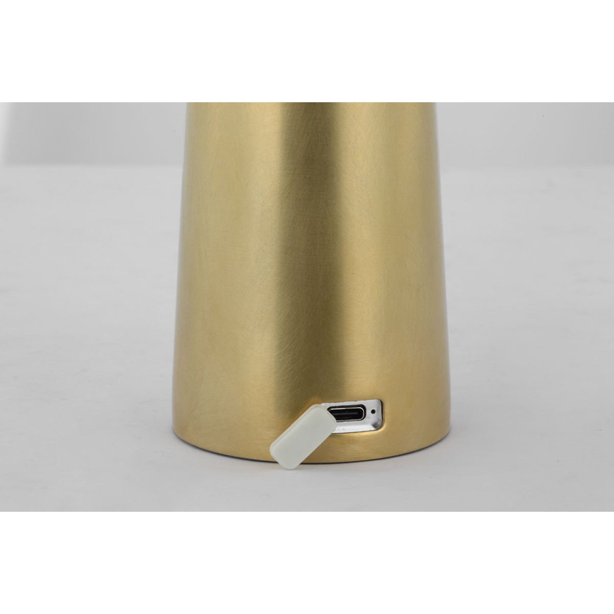 Sesa Short Accent Rechargeable Table Lamp, 120-240V, Hand Rubbed Antique Brass Finish - Bees Lighting