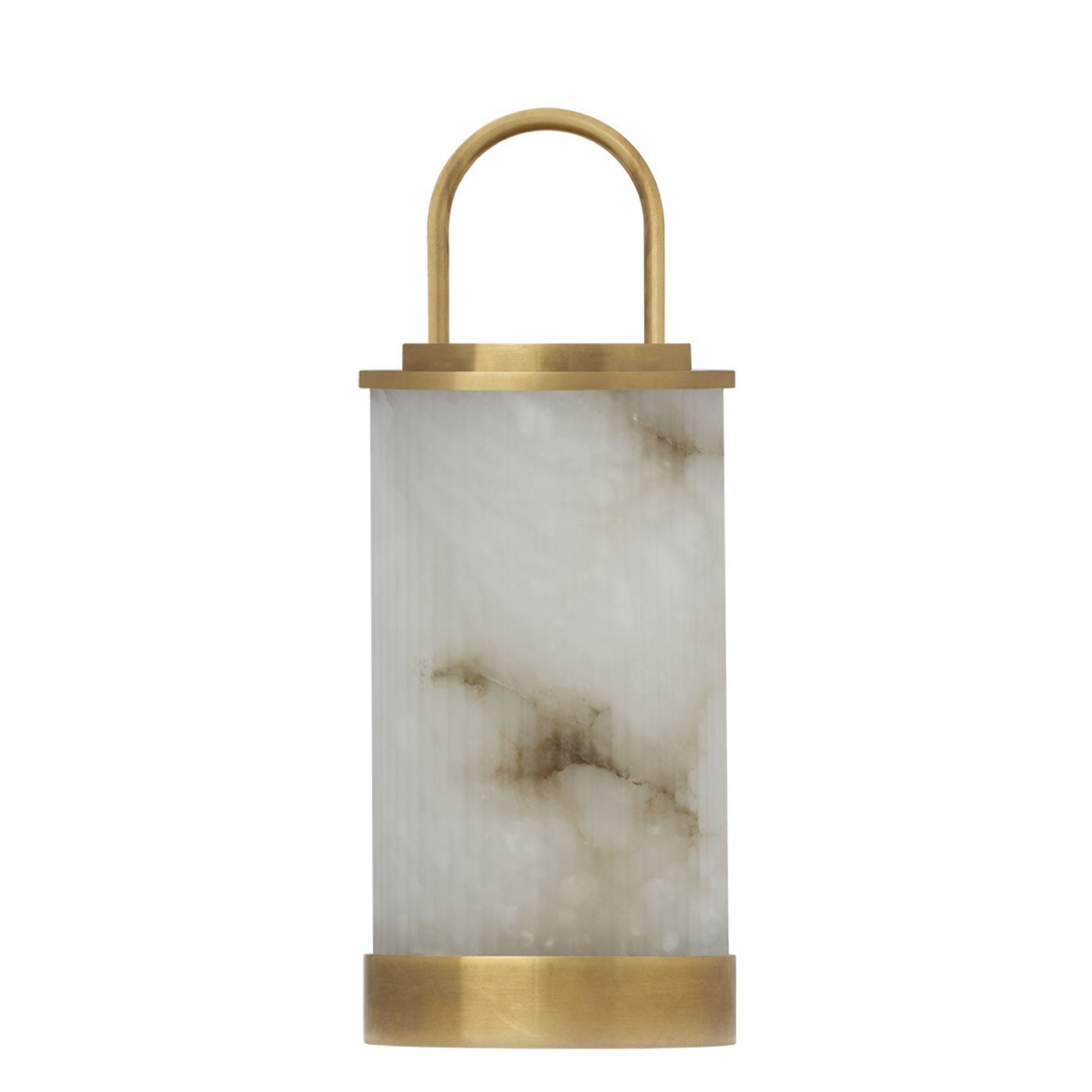 Tawa Accent Alabaster Rechargeable Table Lamp, 120-240V, Hand Rubbed Antique Brass Finish - Bees Lighting