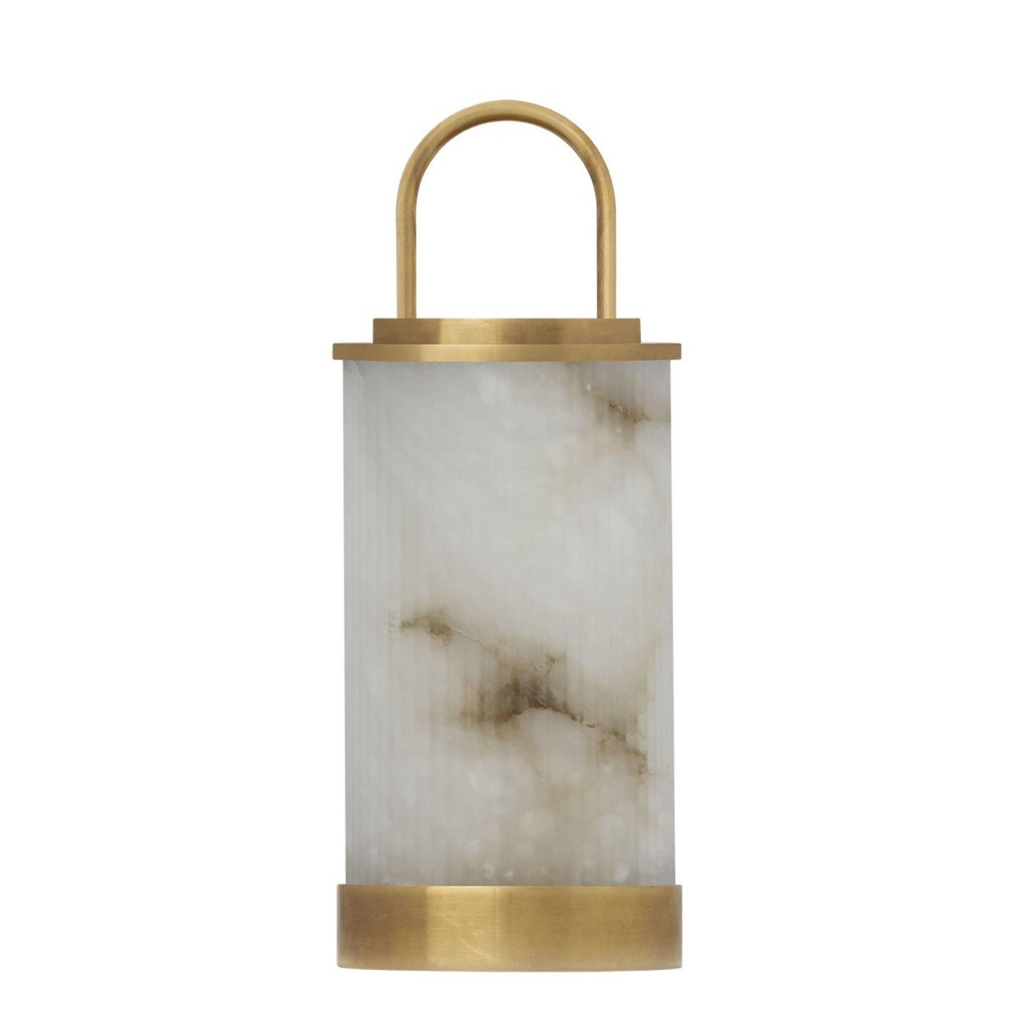 Tawa Accent Alabaster Rechargeable Table Lamp, 120-240V, Hand Rubbed Antique Brass Finish - Bees Lighting