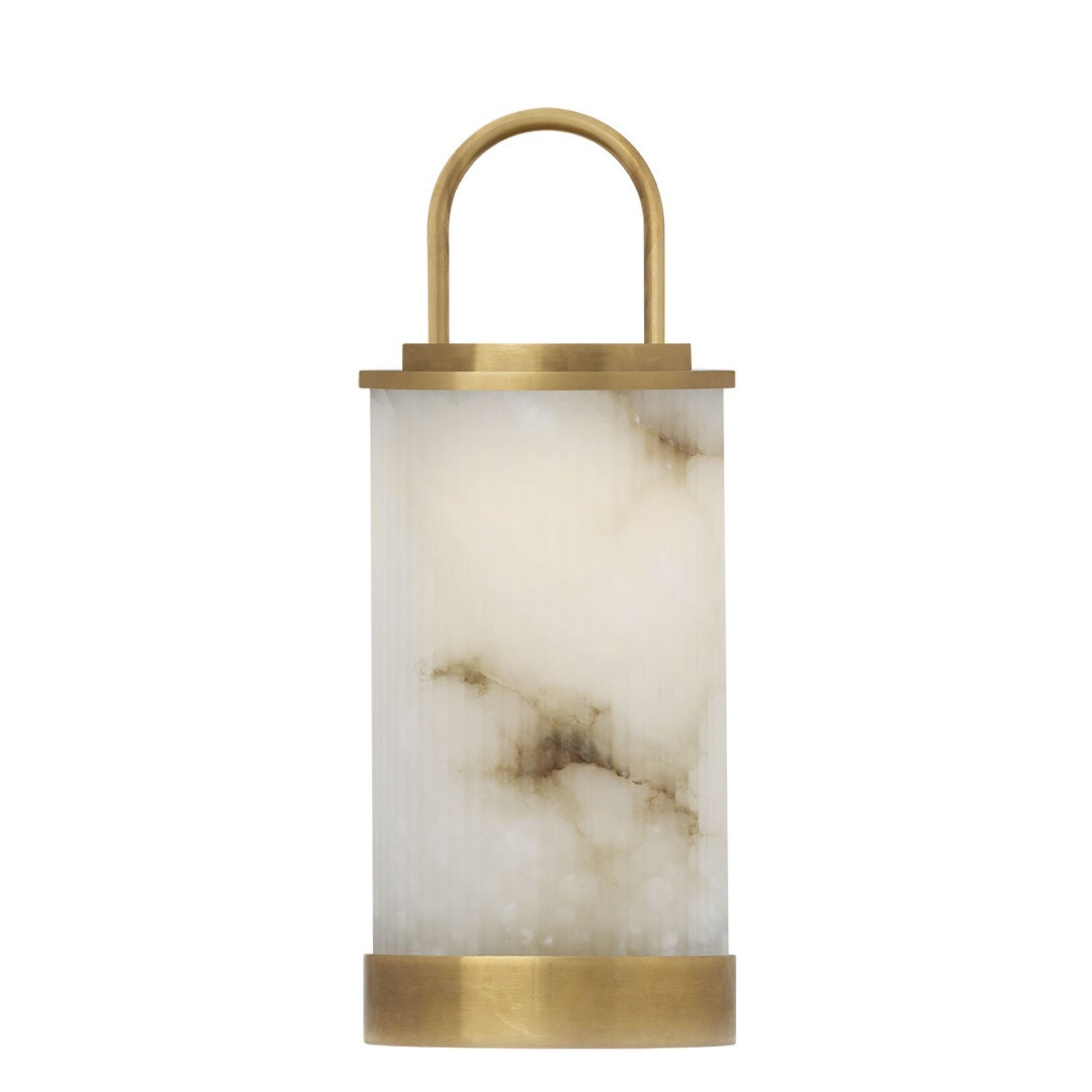 Tawa Accent Alabaster Rechargeable Table Lamp, 120-240V, Hand Rubbed Antique Brass Finish - Bees Lighting