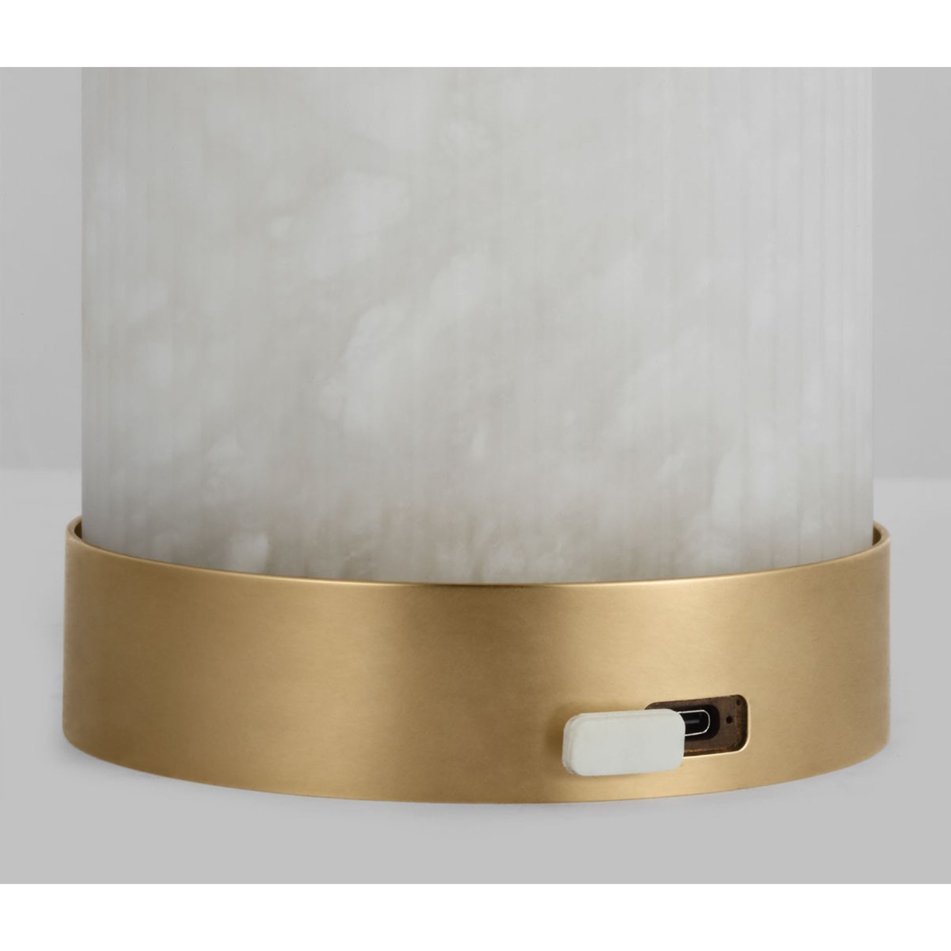 Tawa Accent Alabaster Rechargeable Table Lamp, 120-240V, Hand Rubbed Antique Brass Finish - Bees Lighting