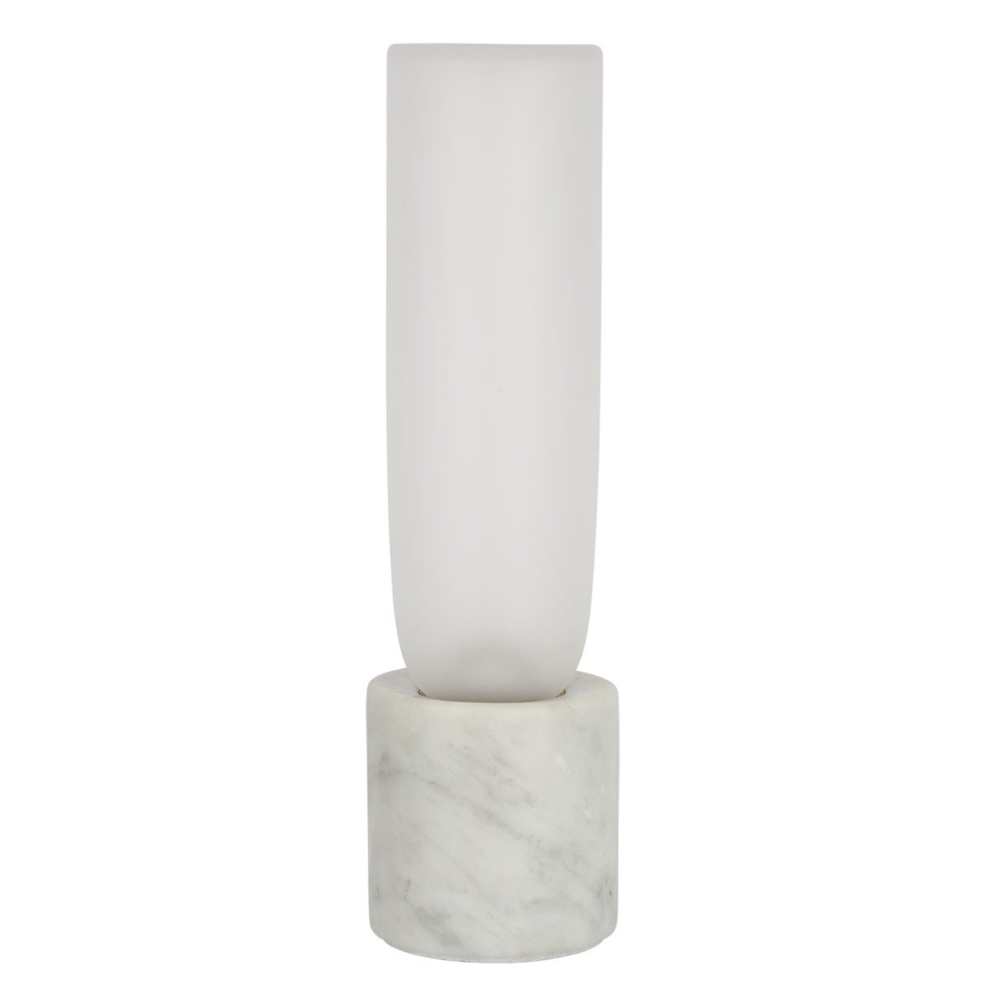 Volver 10" LED Accent Table Lamp, 120-240V, White Marble Finish - Bees Lighting