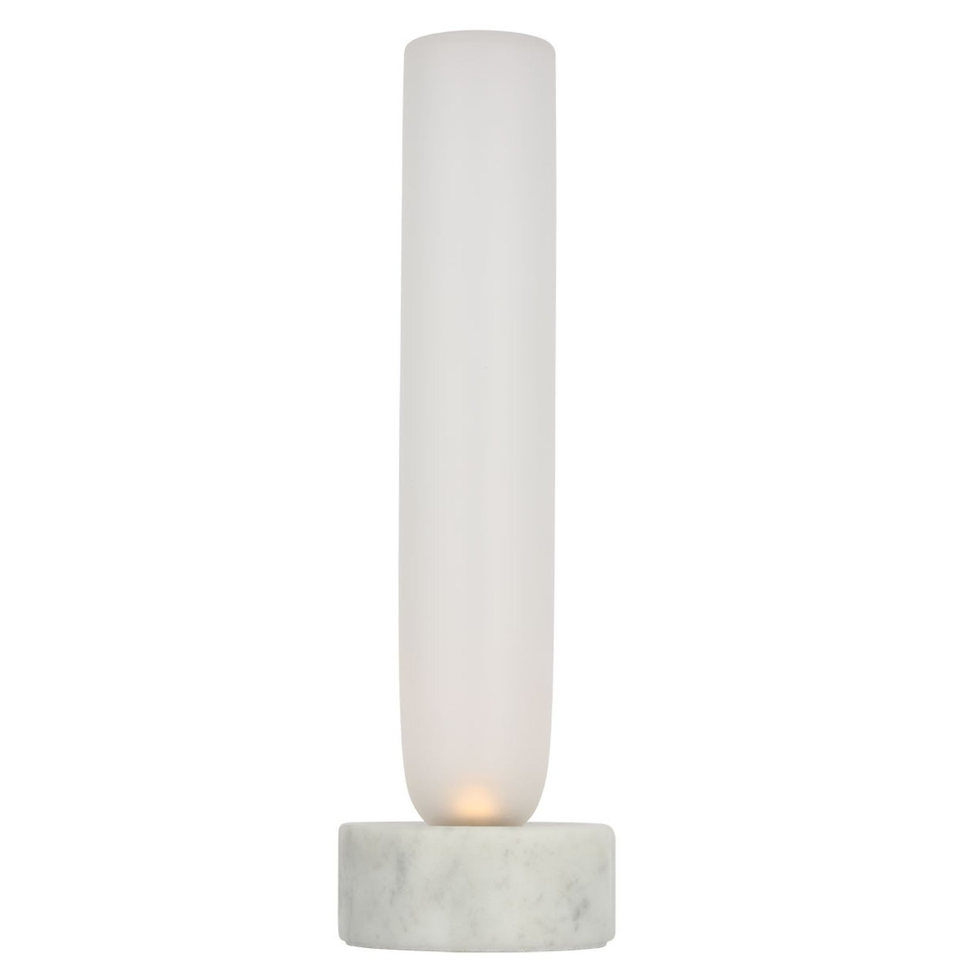 Volver 15" LED Small Table Lamp, 120-240V, White Marble Finish - Bees Lighting