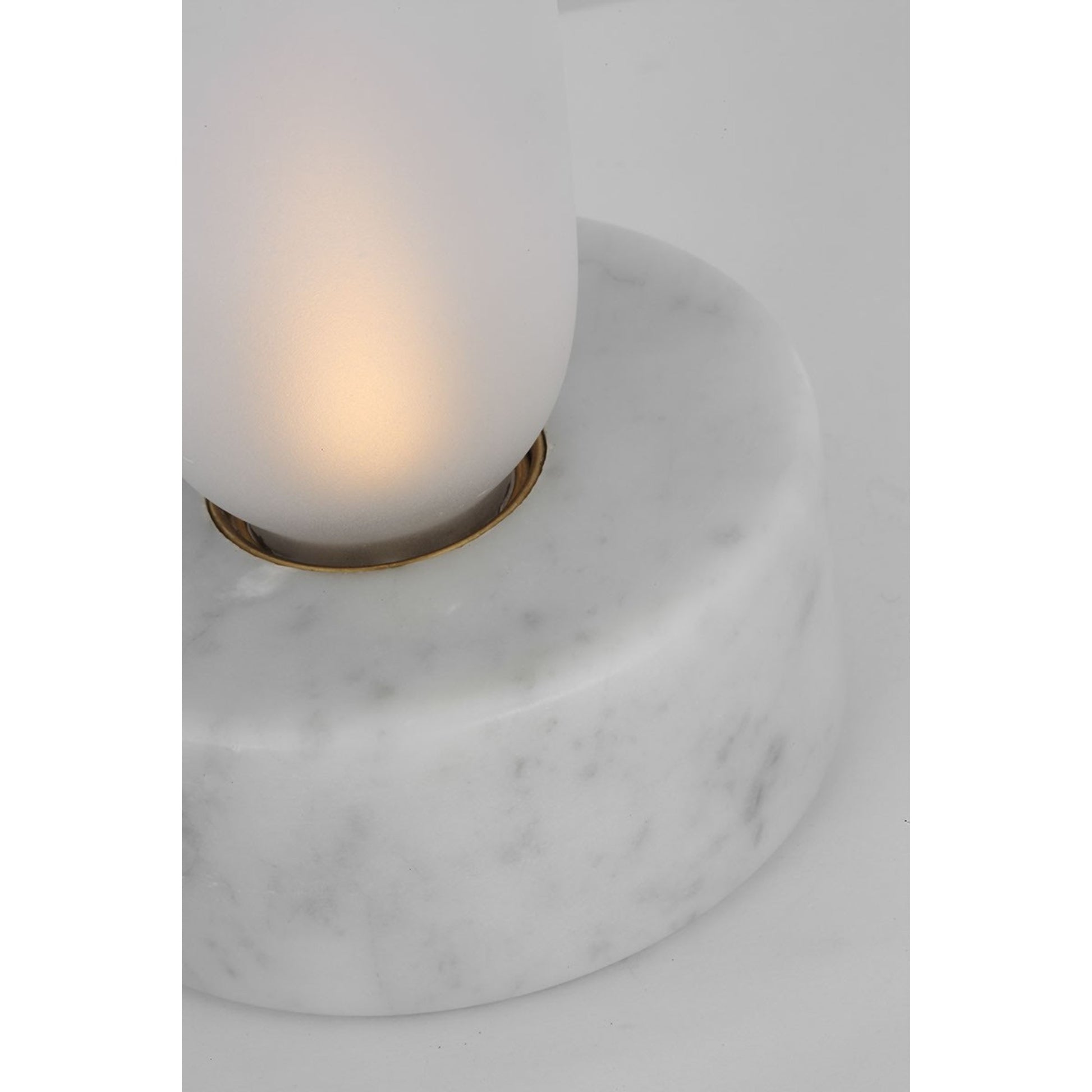 Volver 15" LED Small Table Lamp, 120-240V, White Marble Finish - Bees Lighting