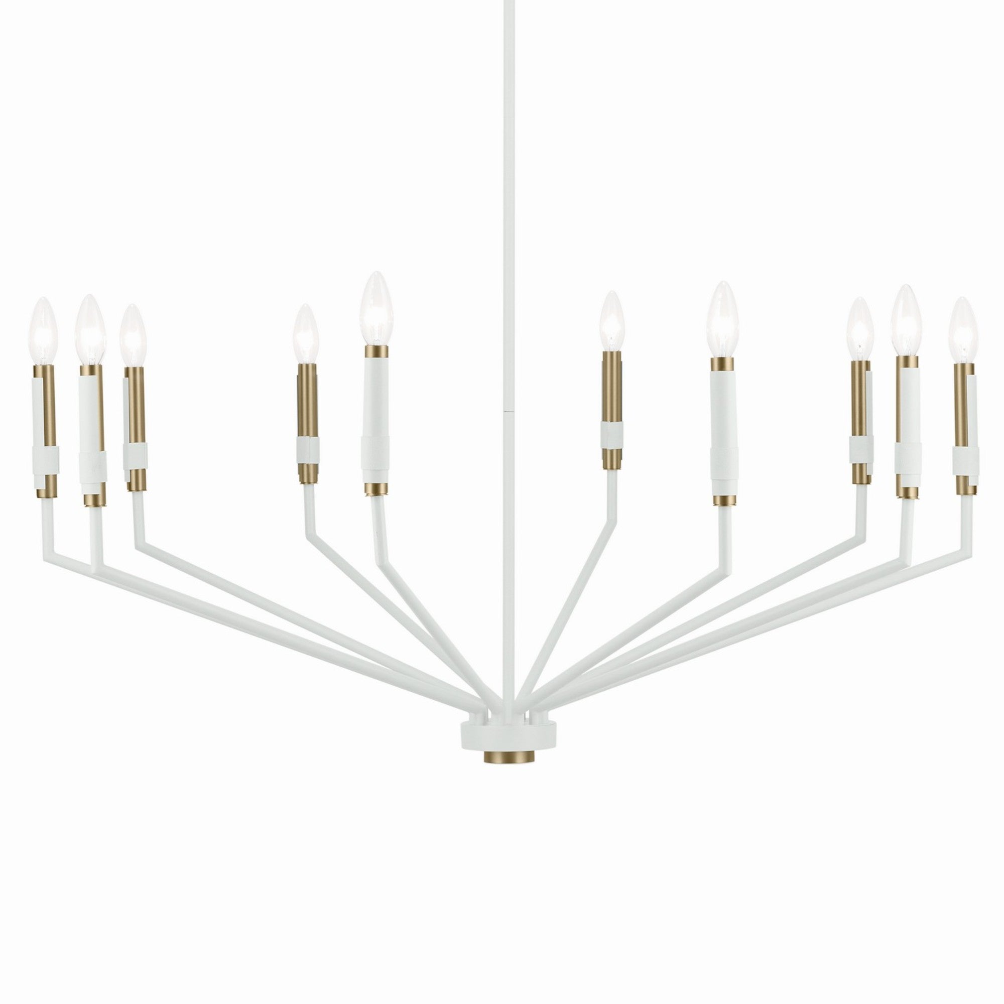 Armand 38" Armand 10-Light Chandelier 1-Tier, White and bronze Finish - Bees Lighting