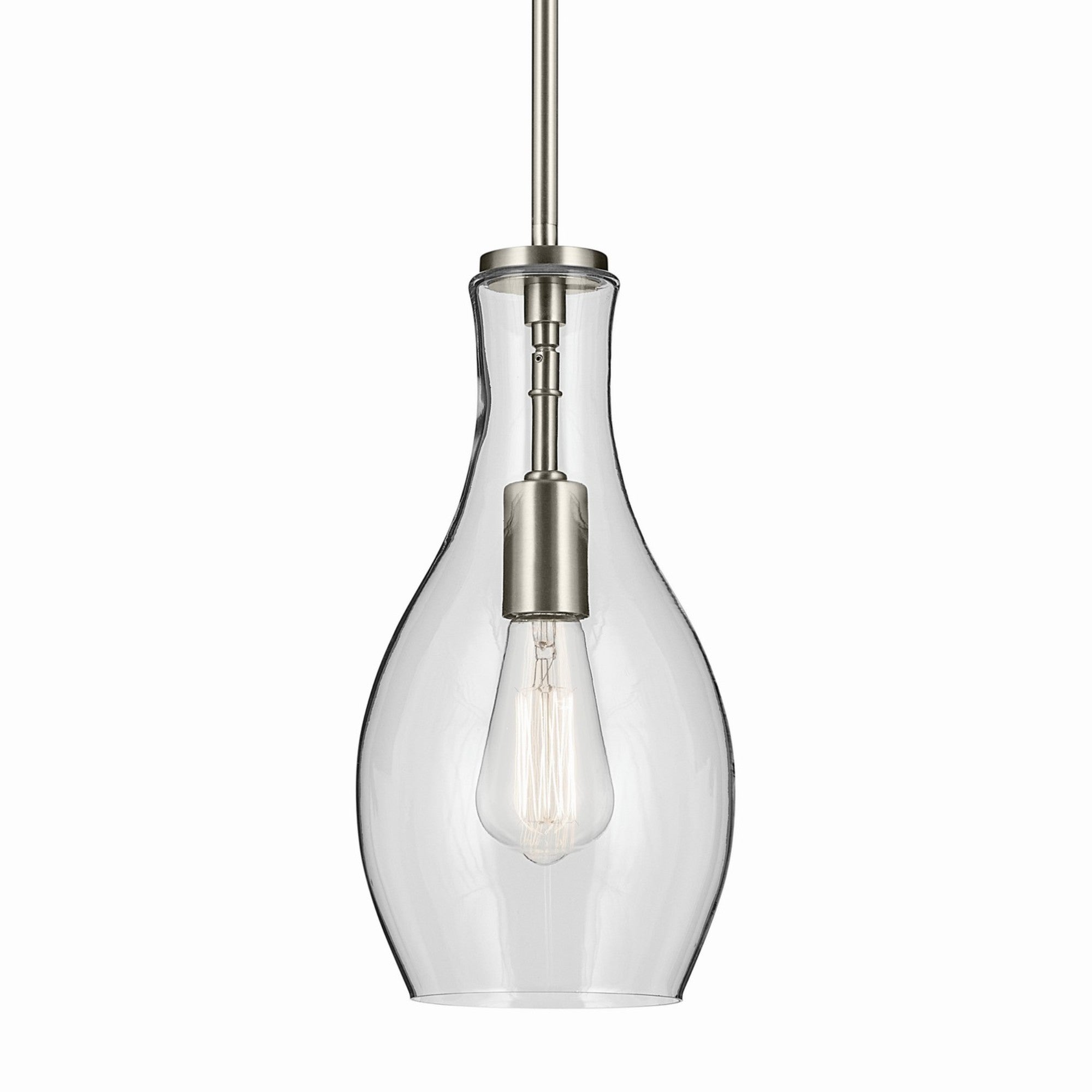 Everly 7" Pendant, Brushed Nickel Finish, Clear Glass - Bees Lighting