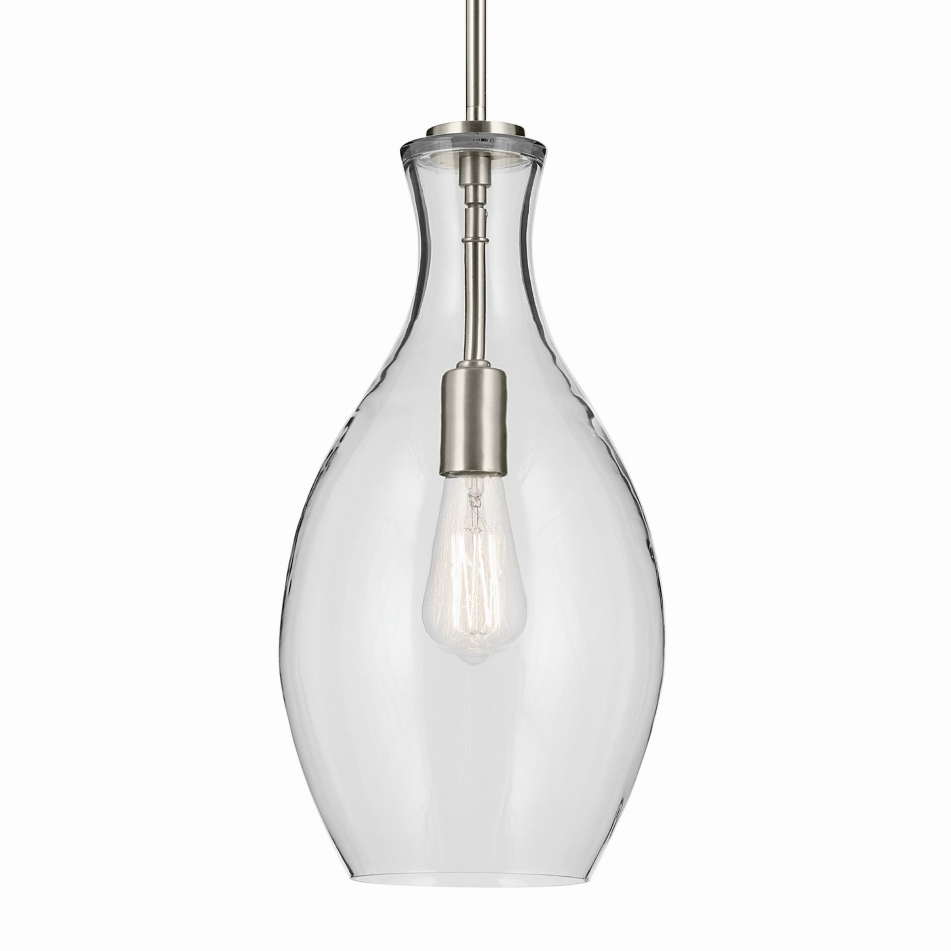 Everly 9" Pendant, Brushed Nickel Finish, Clear Glass - Bees Lighting