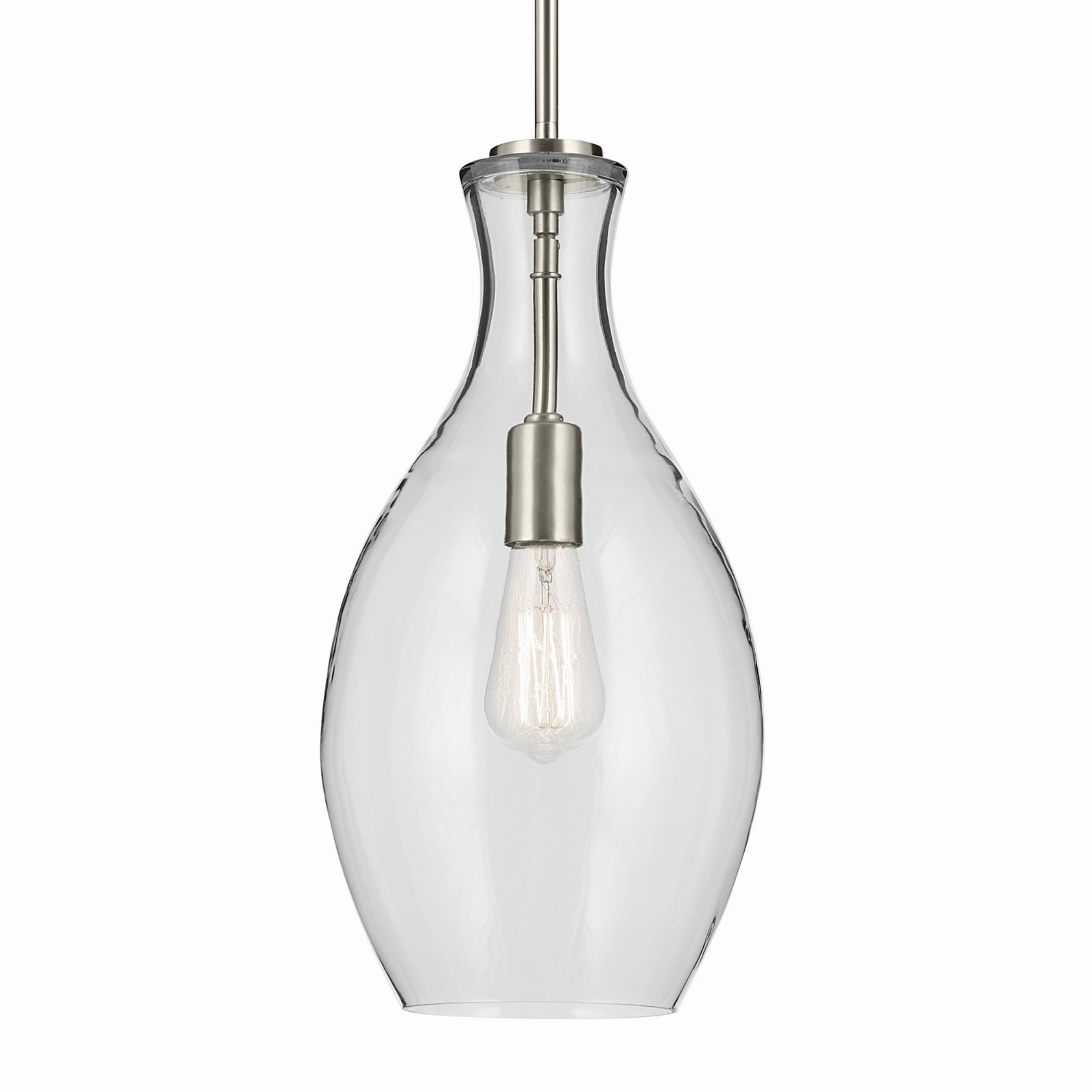 Everly 9" Pendant, Brushed Nickel Finish, Clear Glass - Bees Lighting