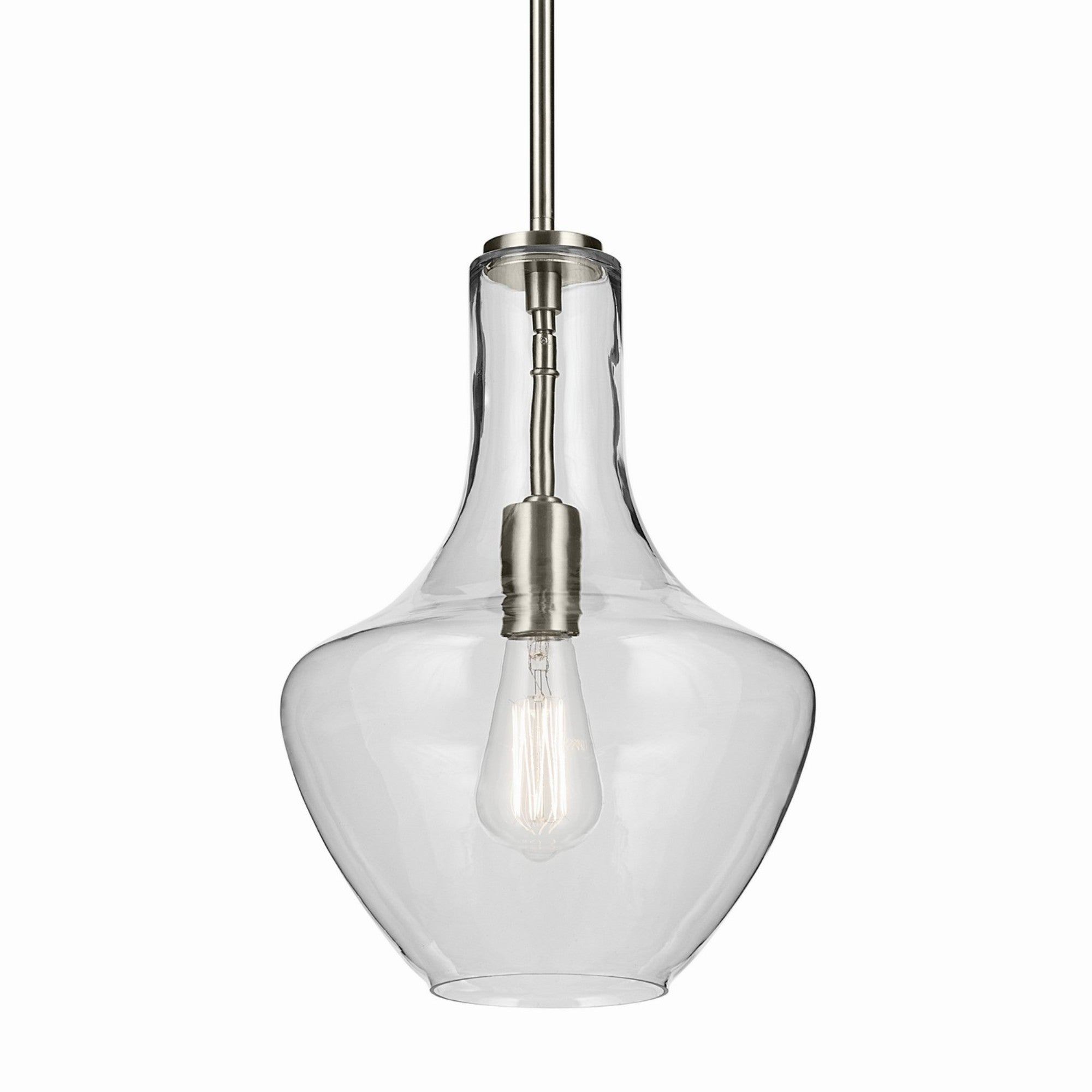 Everly 11" Pendant, Brushed Nickel Finish, Clear Glass - Bees Lighting